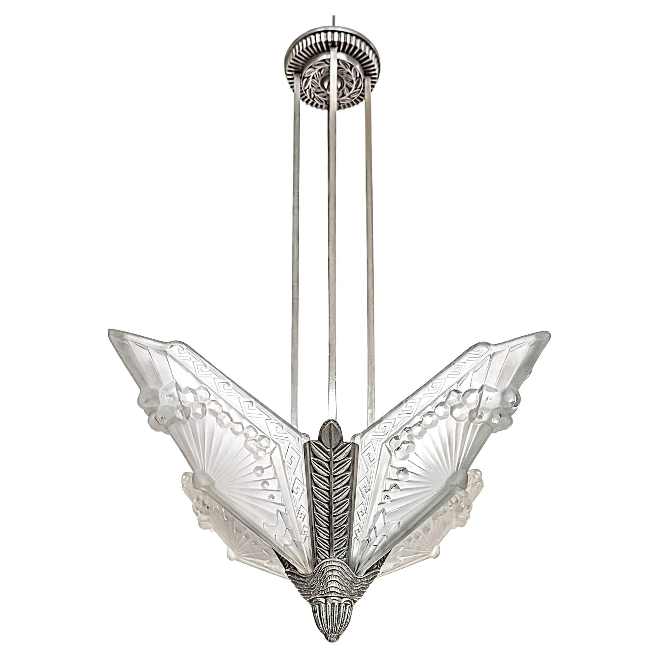 French Art Deco chandelier known as the Dragonfly was created by the French Artist 