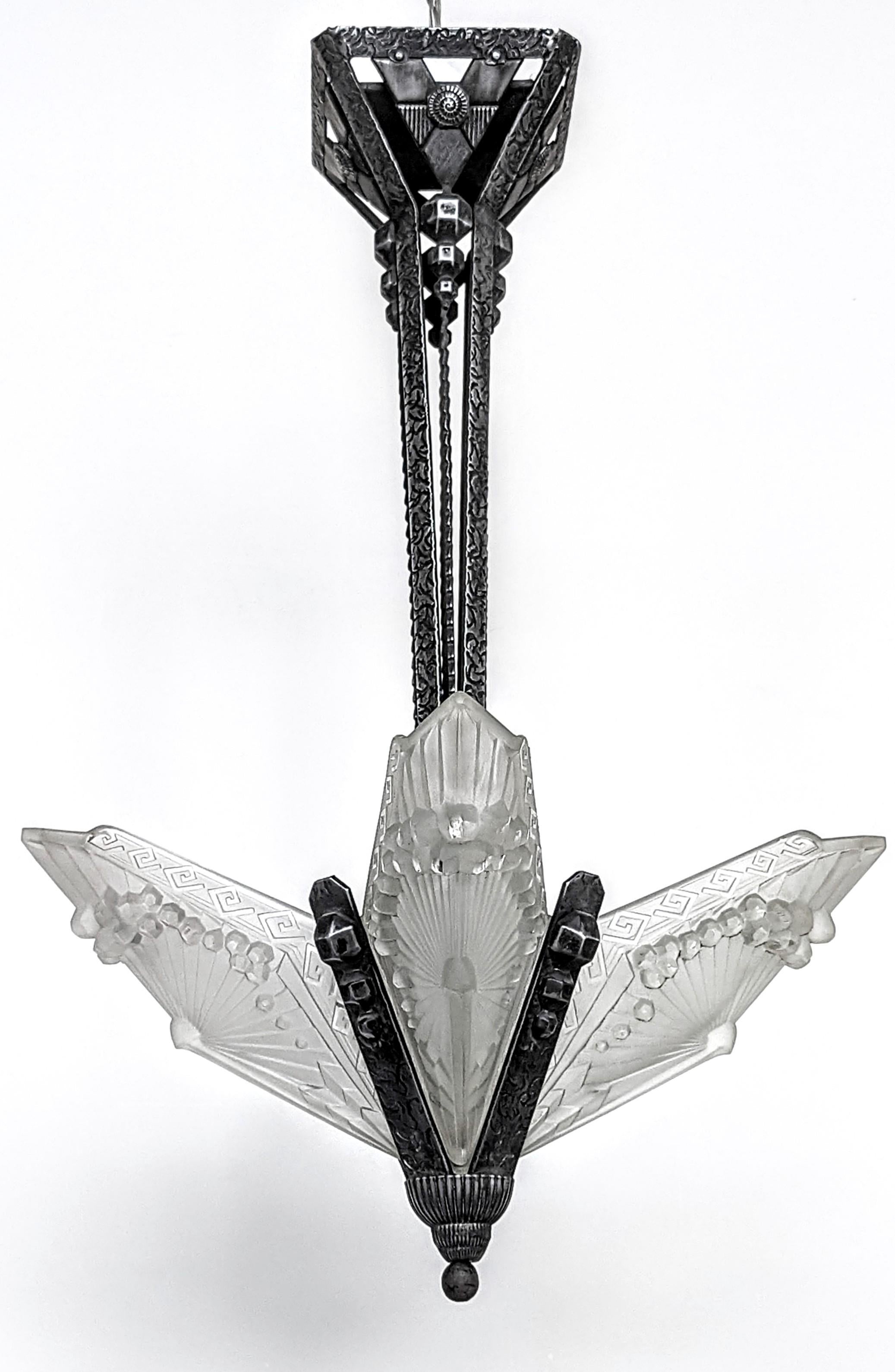 French Art Deco chandelier, the Dragonfly, was created by the French Artist 
