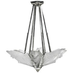 French Art Deco Pendant Chandelier Signed by Charles Schneider