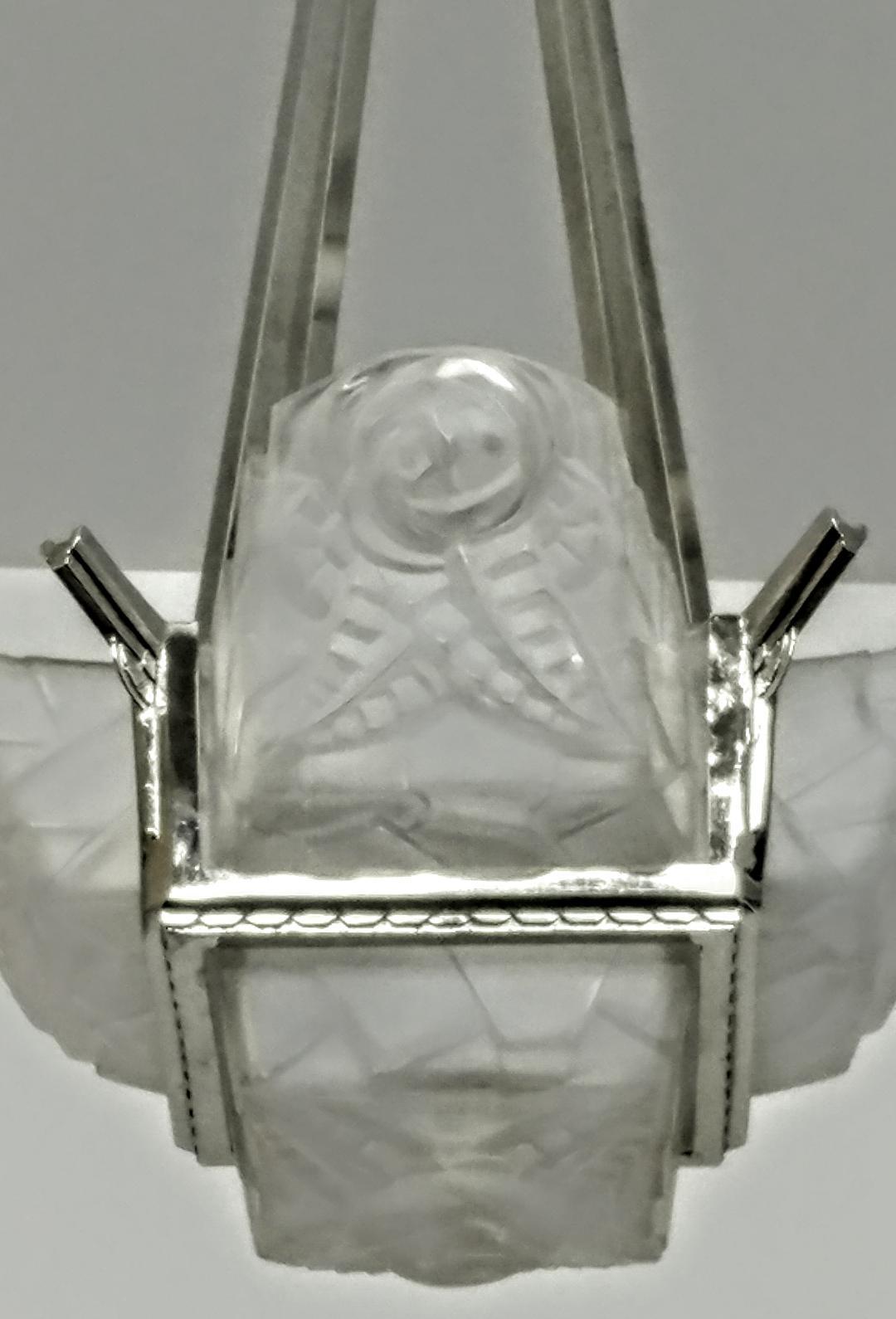 20th Century French Art Deco Pendant Chandelier Signed by Degue For Sale