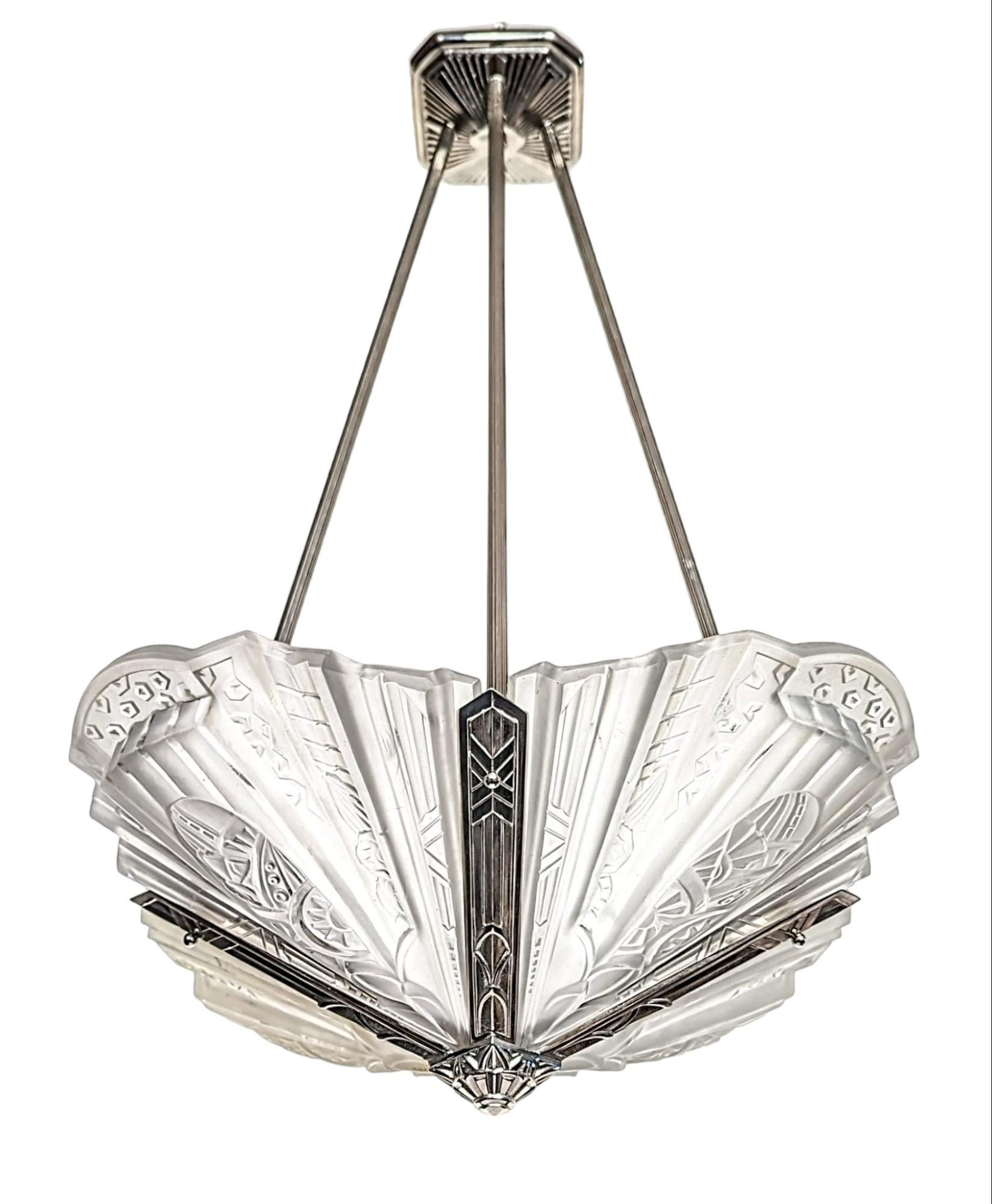 French Art Deco chandelier signed 