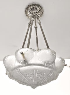 Lustre pendentif Art Déco français signé par Muller Frères