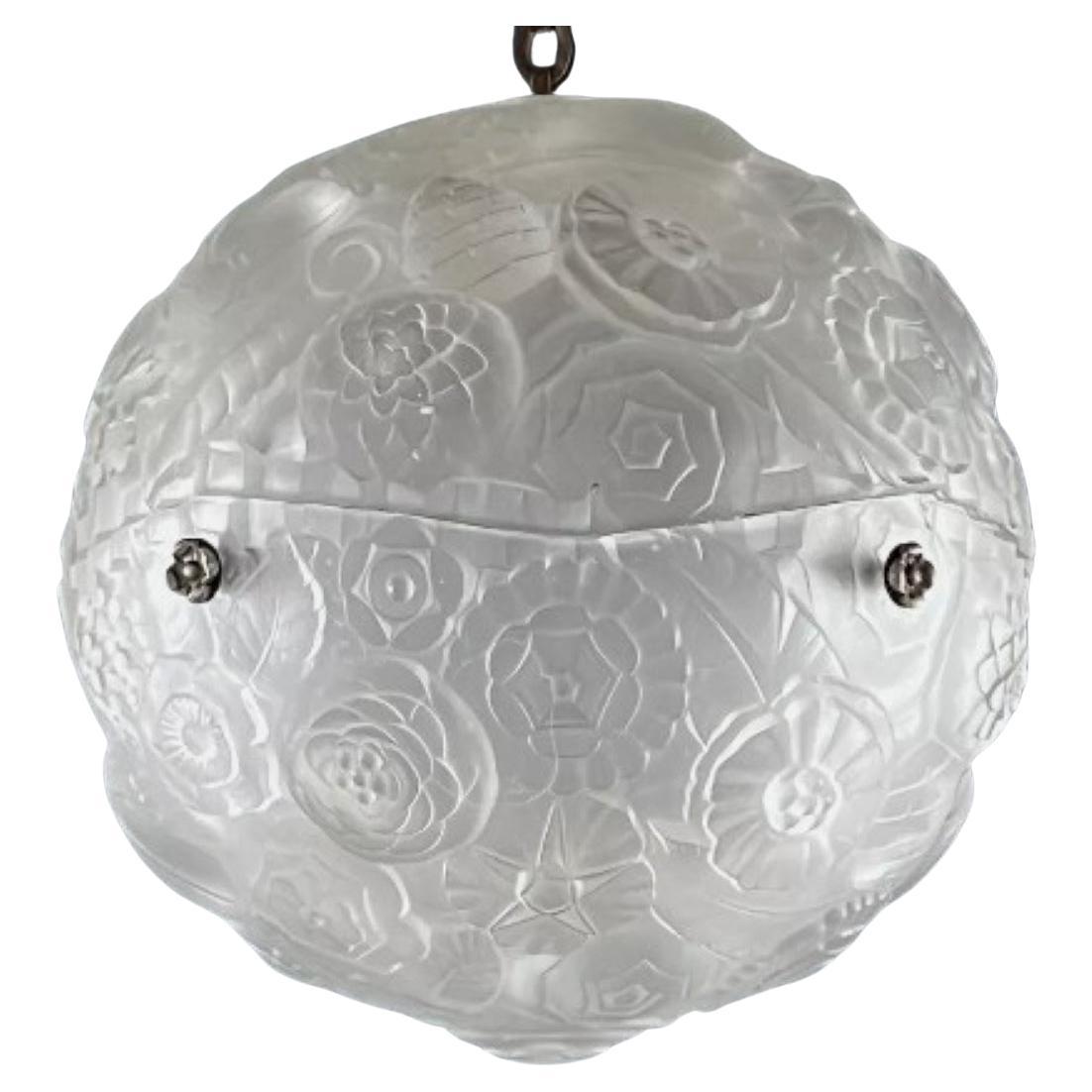 French Art Deco Pendant Chandelier signed by Sabino