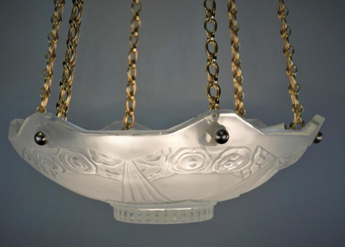 A stunning French Art Deco pendant chandelier created by the master of glass known as 