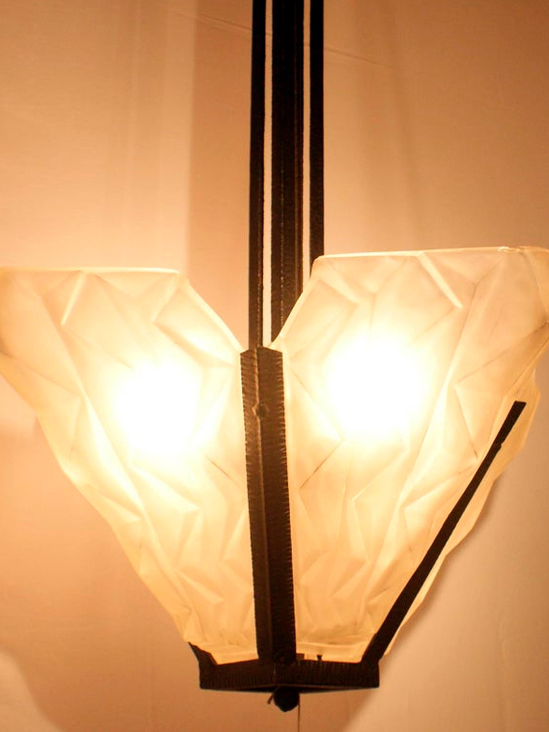 XX secolo Lampadario a sospensione Art Deco francese firmato 