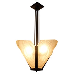 Französischer Art-Déco-Kronleuchter, signiert Degué, Frankreich, ca. 1930er Jahre