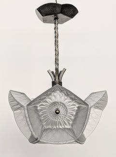 French Art Deco Pendant Chandelier Signed Pierre D'Avesn