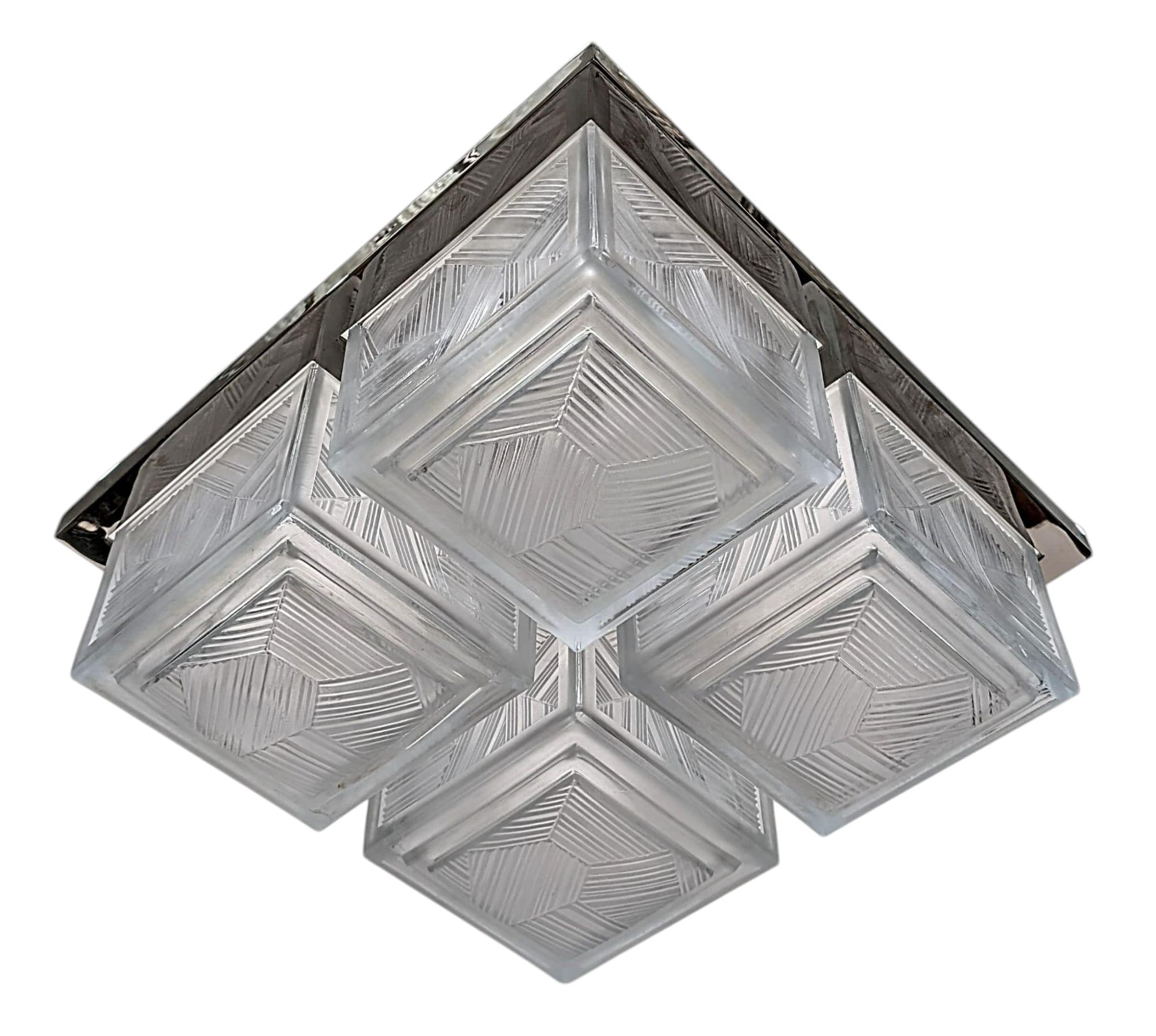 Lustre Art Déco français signé Sabino (paire disponible) en vente 2