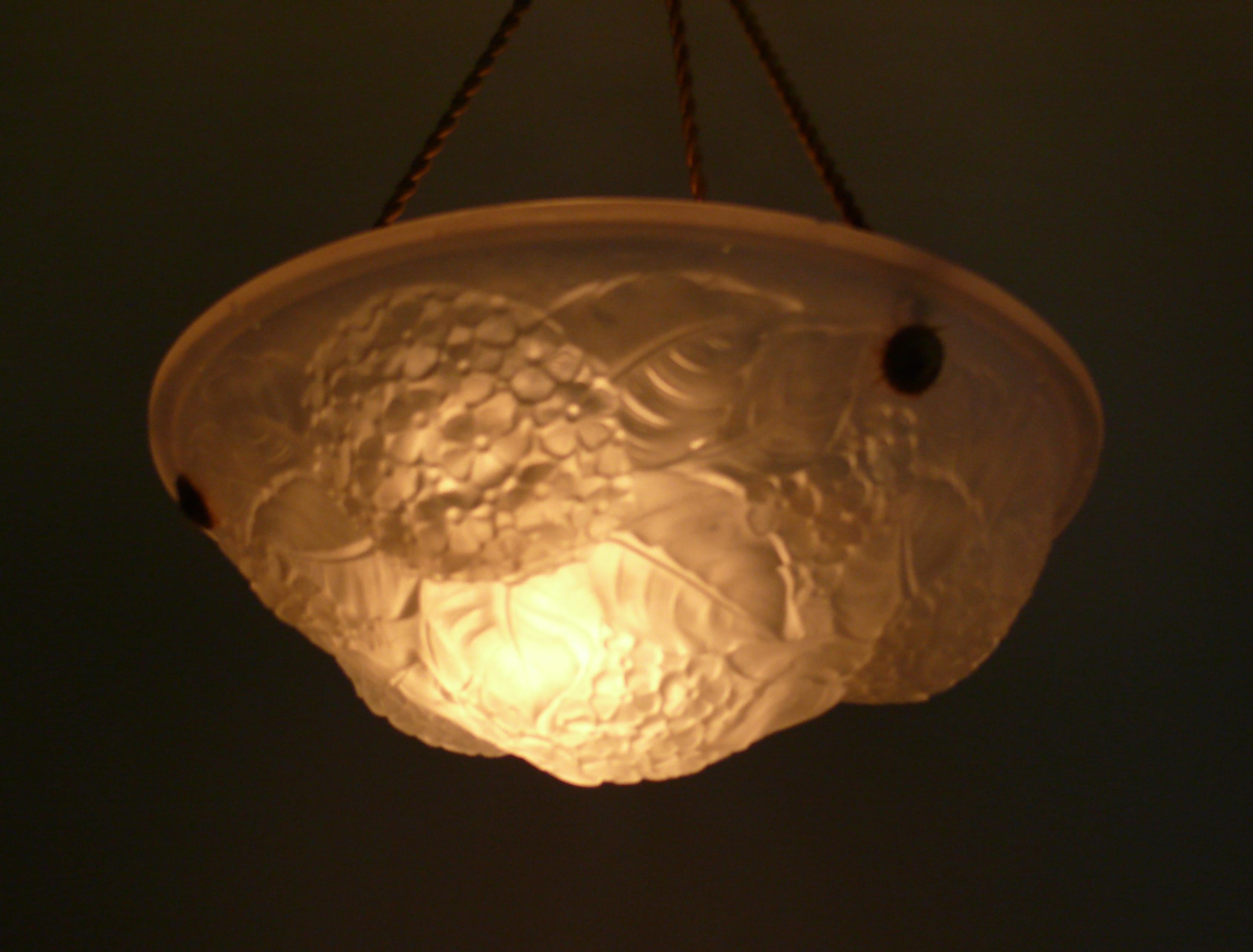 Brass French Art Déco Pendant Light, 1920s - 1930s For Sale