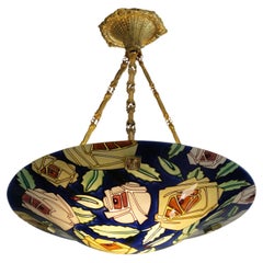 French Art Deco Pendant Light by Maxonade Paris, 1920  Enameled Glass Lighting