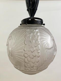 French Art Déco Pendant Light Signed Muller Frères Luneville, circa 1920