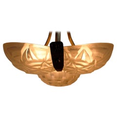French Art Deco Pendant with a Rare Shape, Signed by Degué