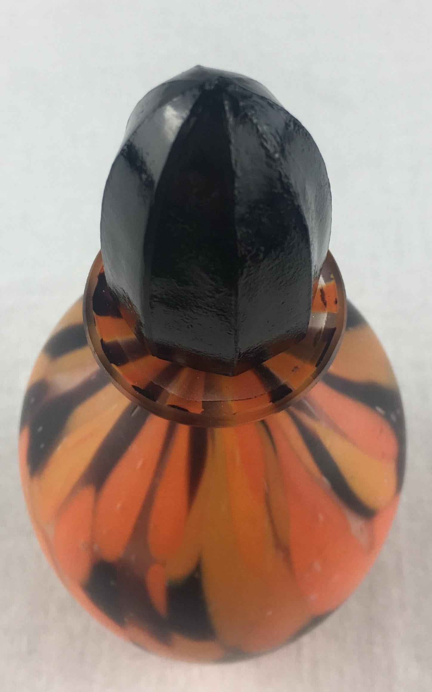 Glass French Art Deco Perfume Bottle with Top