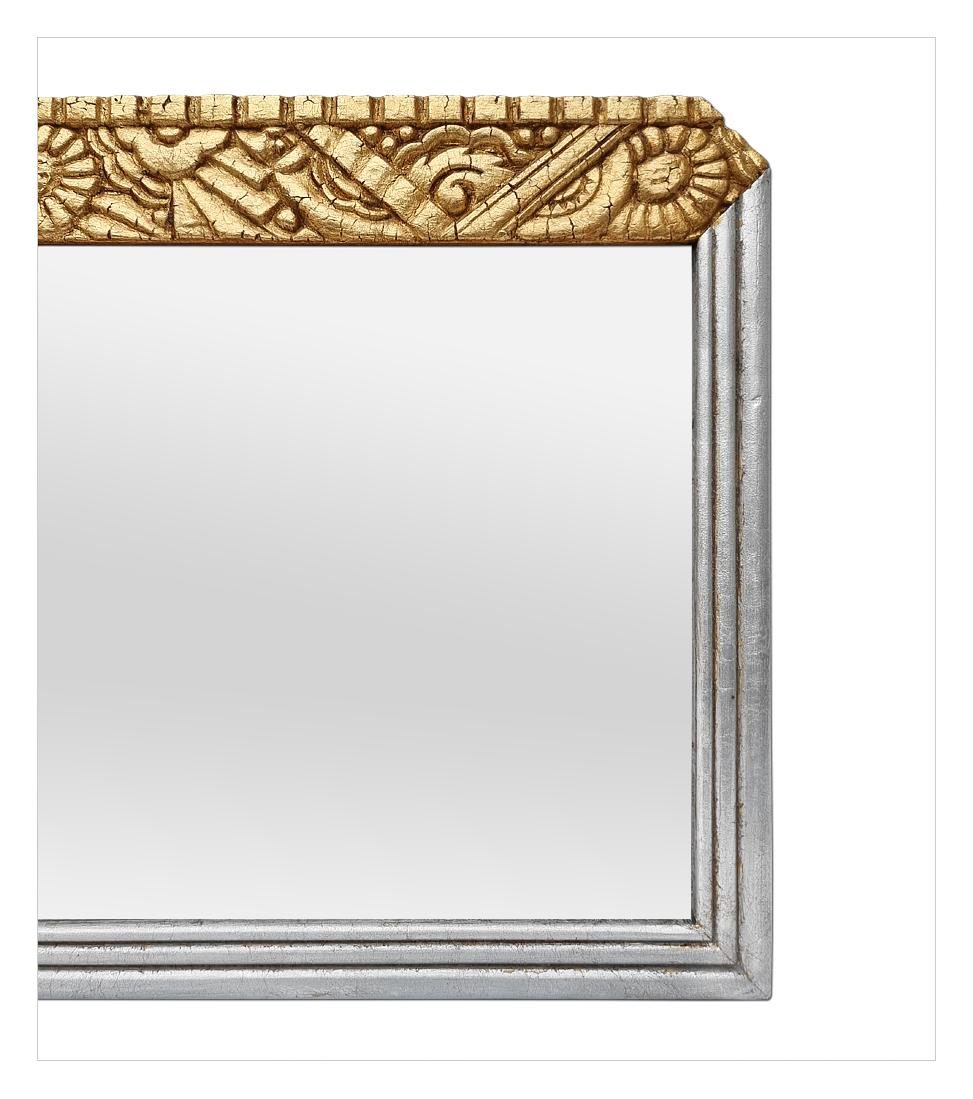 Early 20th Century French Art Deco Period Antique Mirror, Gilded & Silvered, circa 1925 For Sale