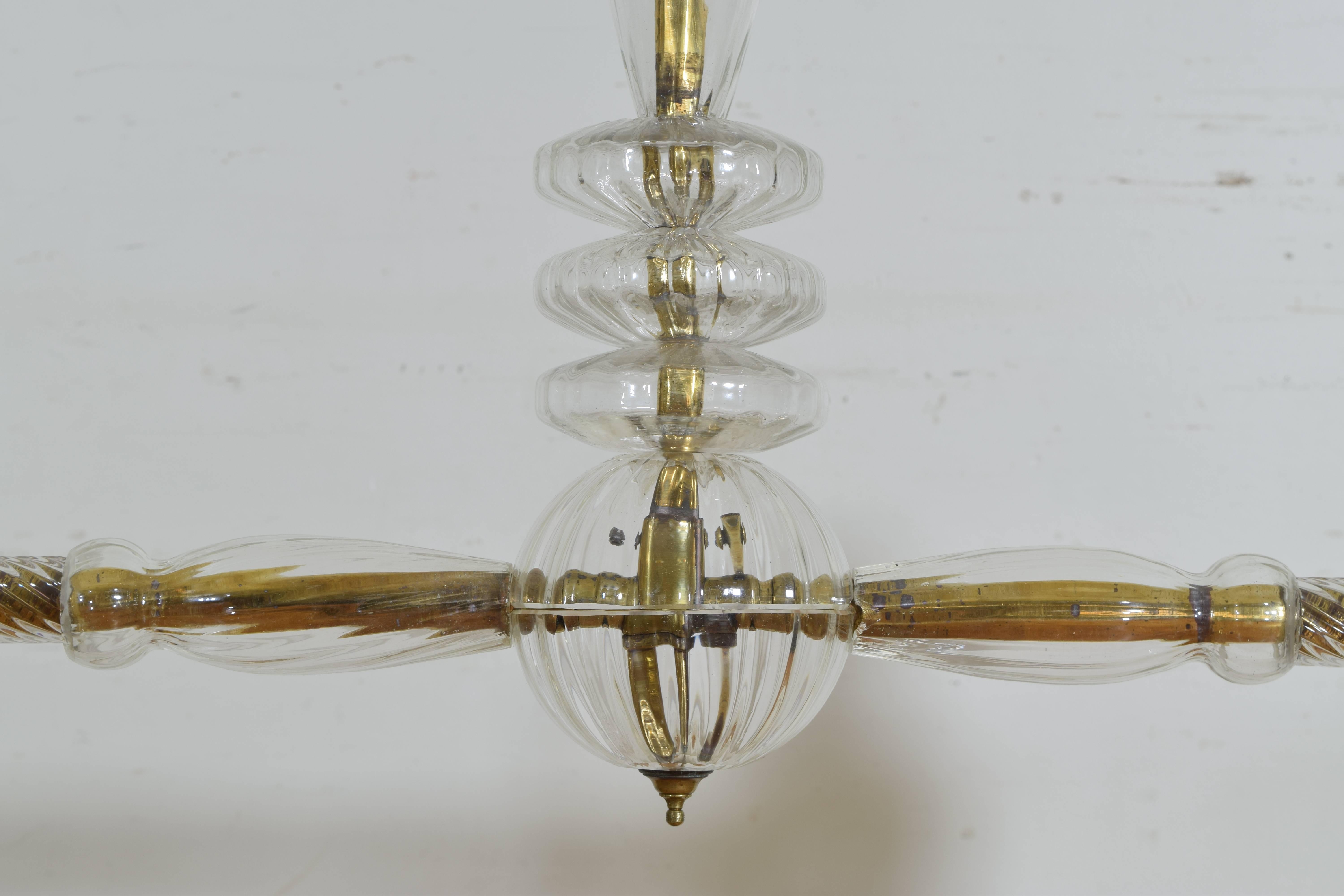French Art Deco Period Baccarat Crystal and Brass Double Pendant Light 5