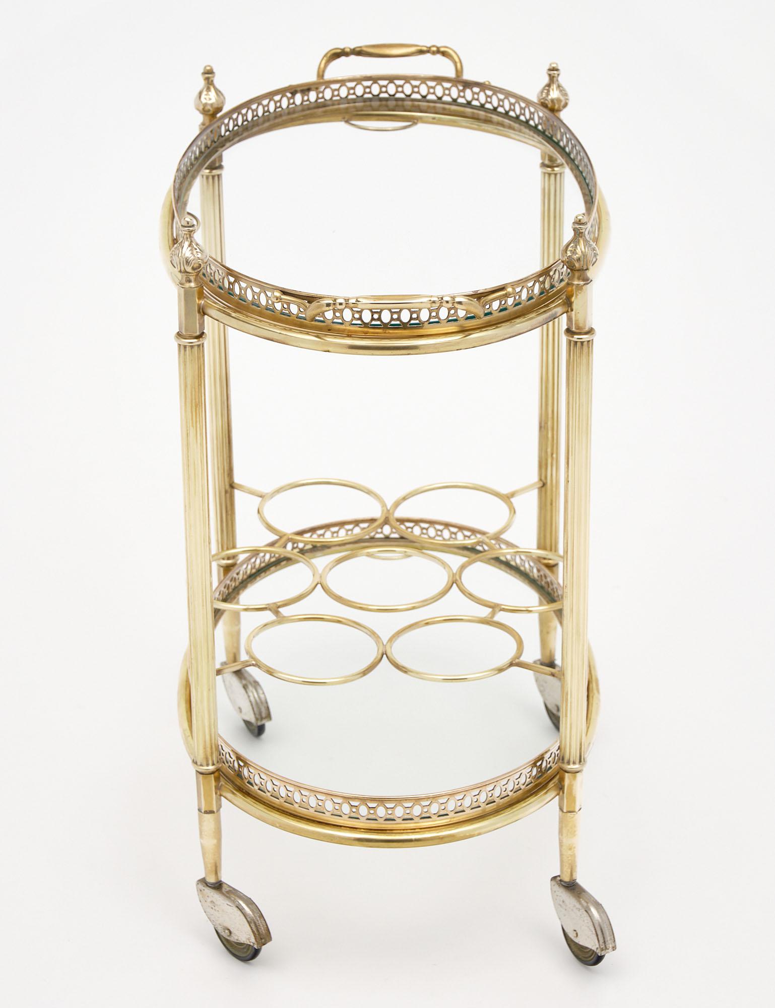 Brass French Art Deco Period Bar Cart For Sale