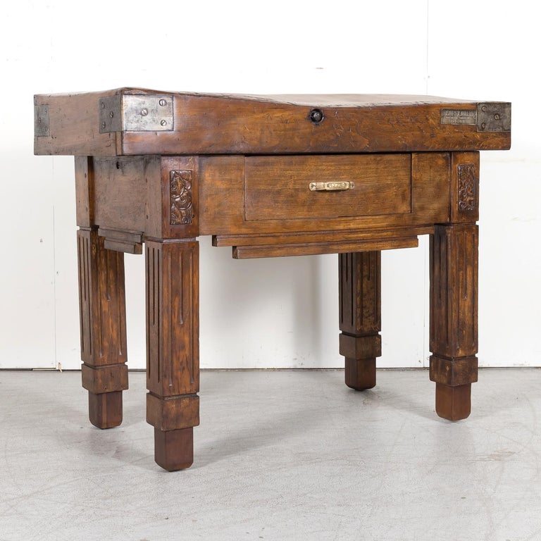 Mid-20th Century French Art Deco Period Billot de Boucher or Butcher Table by Xavier Aubert For Sale