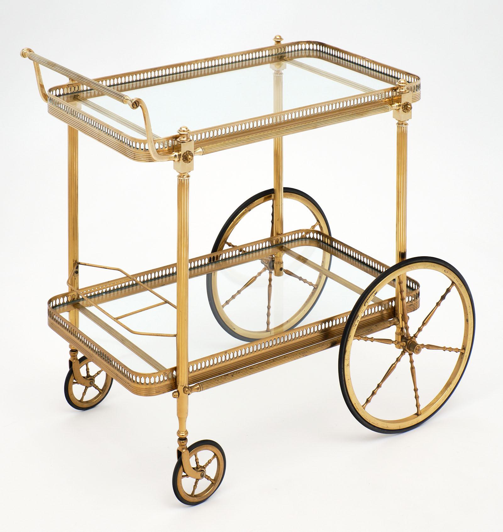 20th Century French Art Deco Period Brass Bar Cart