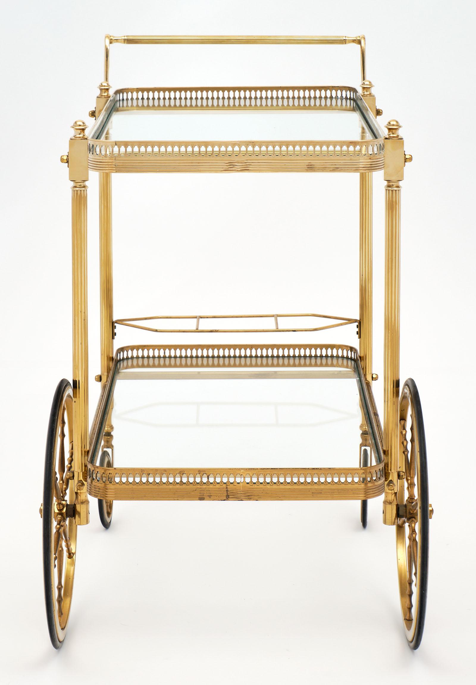 French Art Deco Period Brass Bar Cart 2