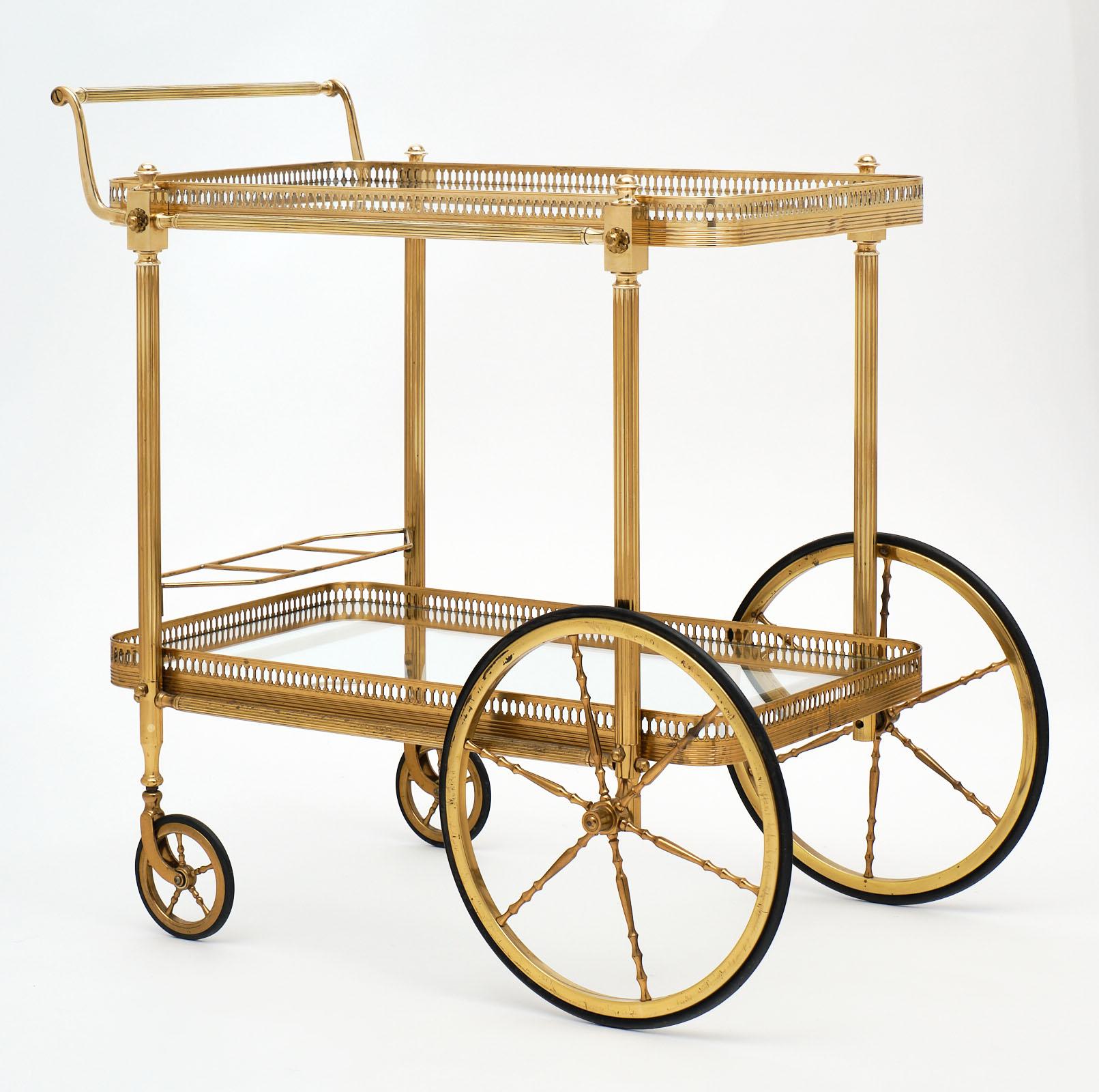 French Art Deco Period Brass Bar Cart 3