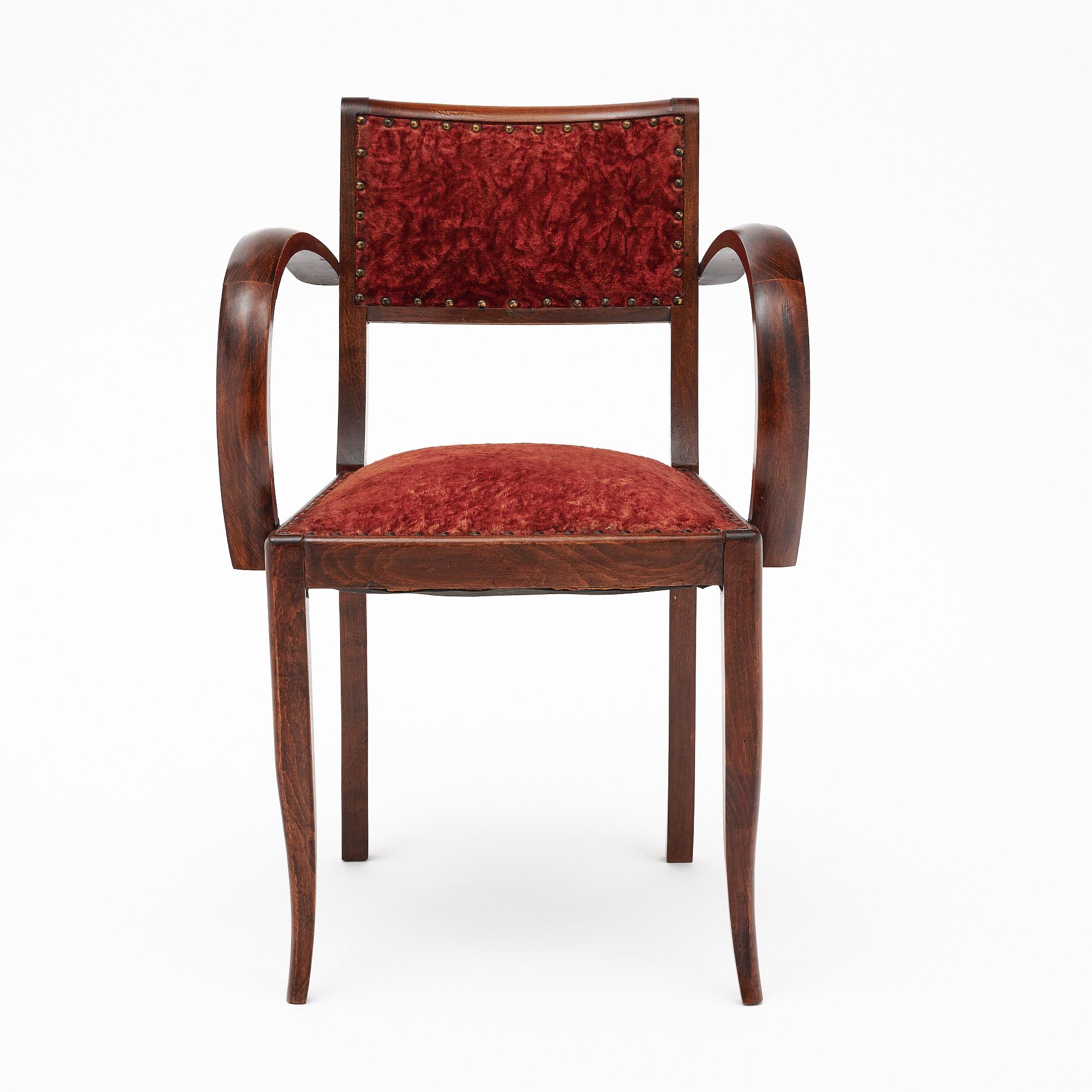Velvet French Art Deco Period Bridge Chairs For Sale
