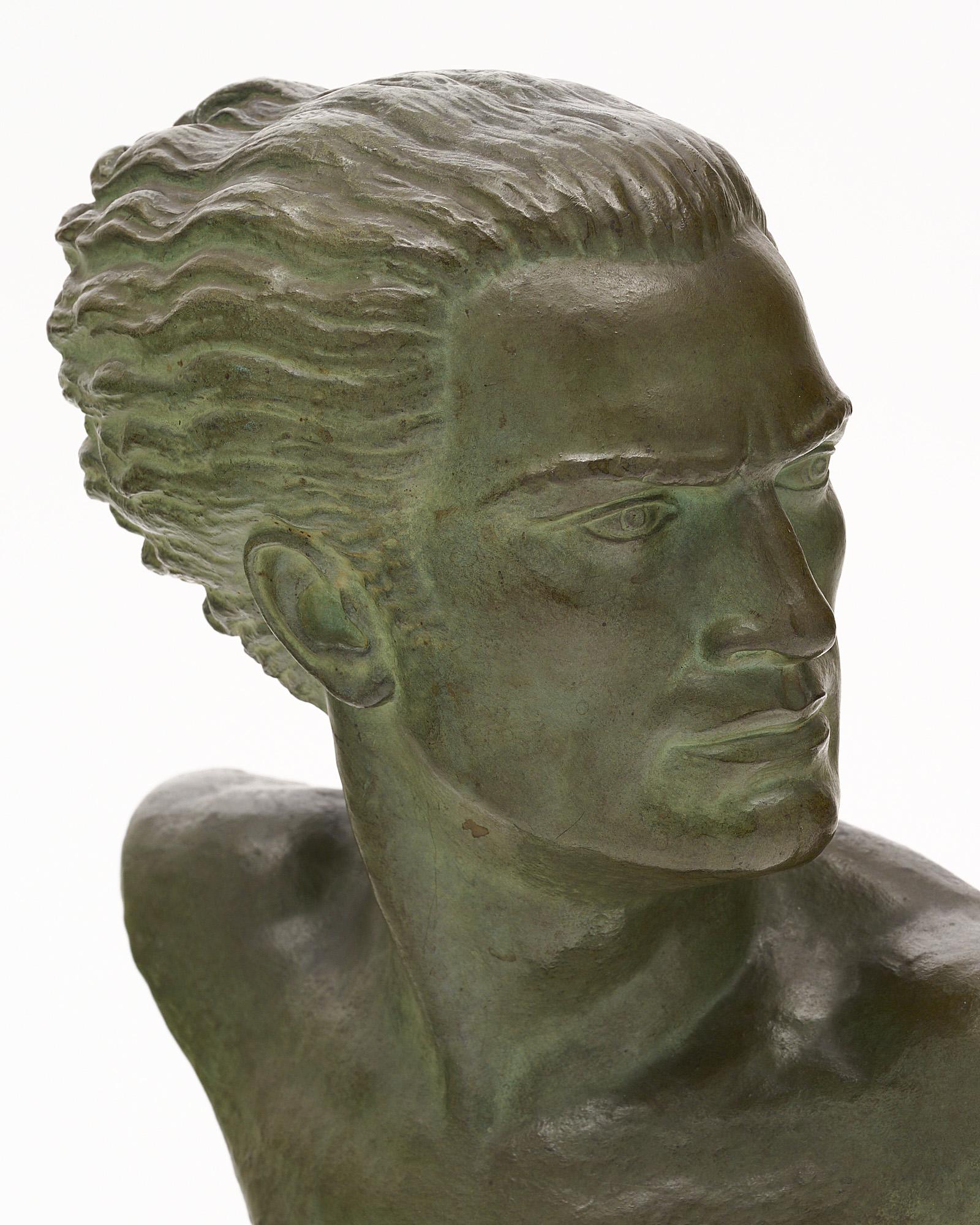 Mid-20th Century French Art Deco Period Bronze Jean Mermoz Bust