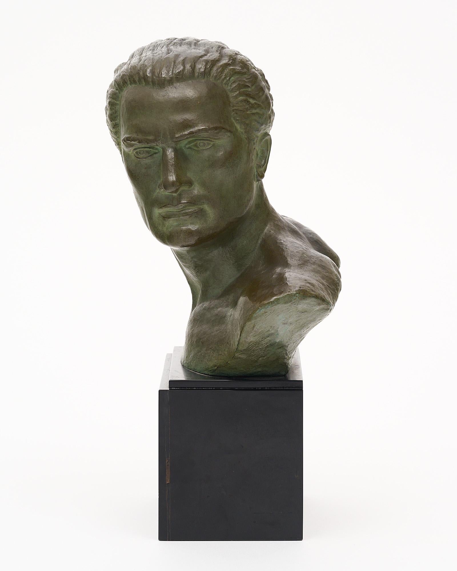 French Art Deco Period Bronze Jean Mermoz Bust 1