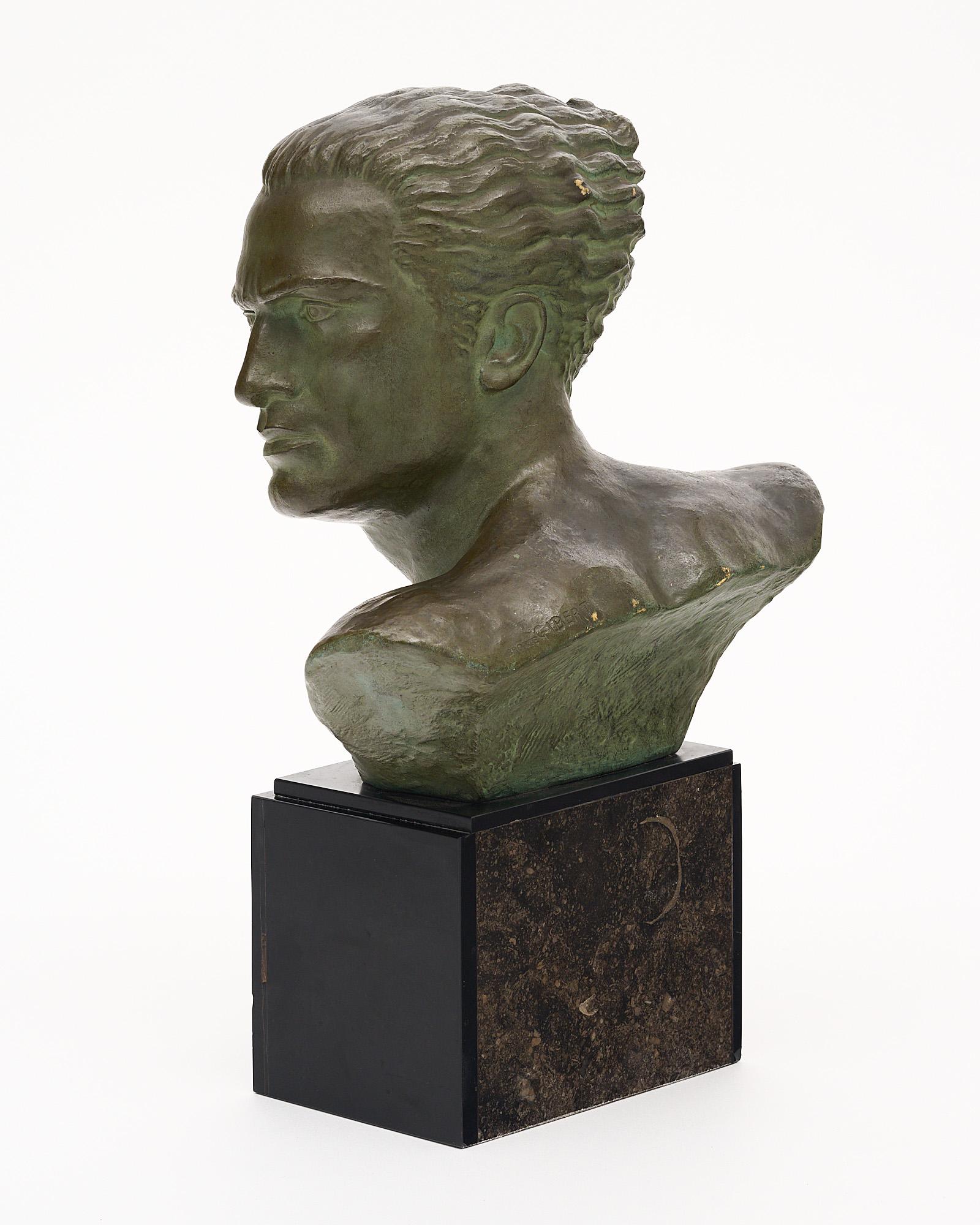 French Art Deco Period Bronze Jean Mermoz Bust 2