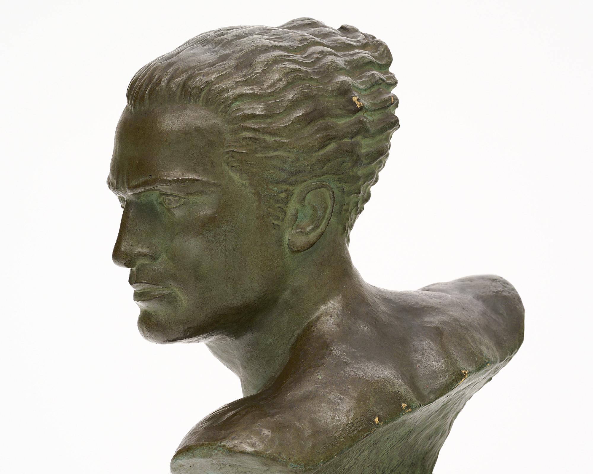 French Art Deco Period Bronze Jean Mermoz Bust 3