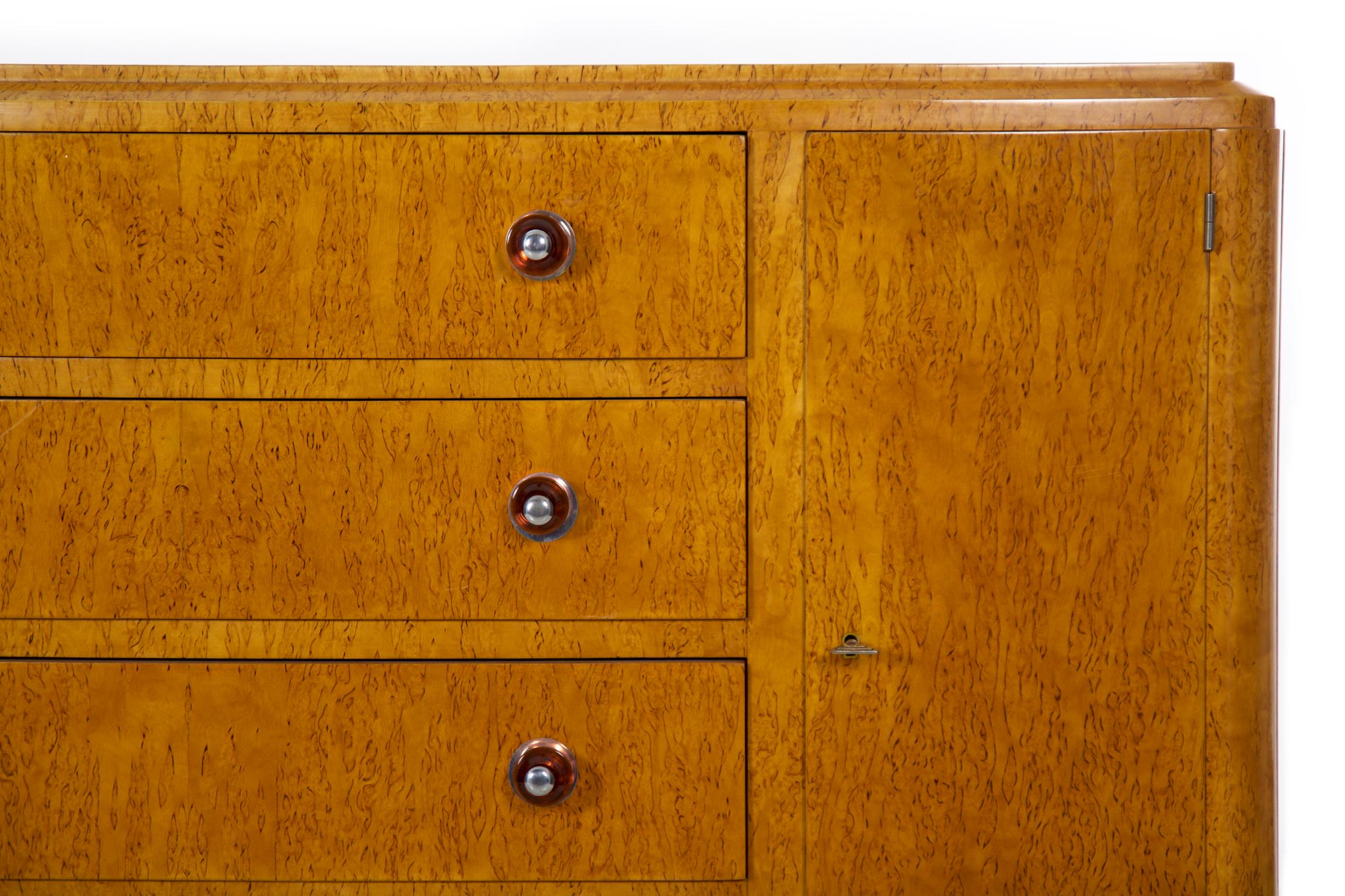 Glass French Art Deco Period Console Cabinet Sideboard by Jean Fauré, circa 1940