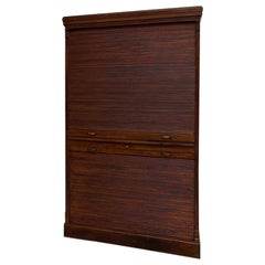 French Art Deco period curtained filing cabinet in solid oak, 1930s