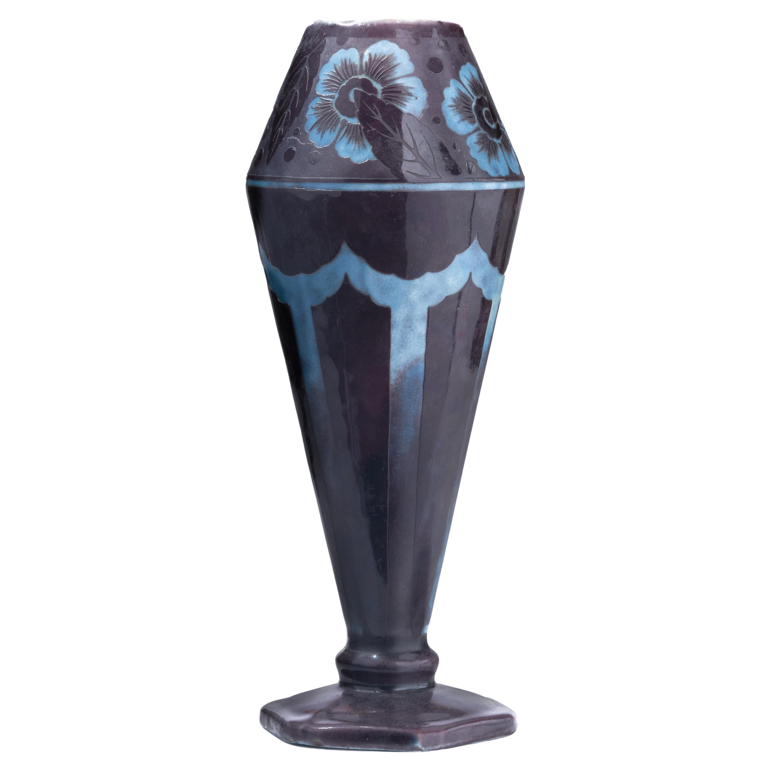 Majolica Amphora Vase Enamel Painted by Amphora CZ, Art Deco Period, circa 1920 at 1stDibs