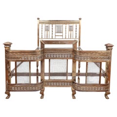 Antique French Art Deco Period Full Size Brass Bed