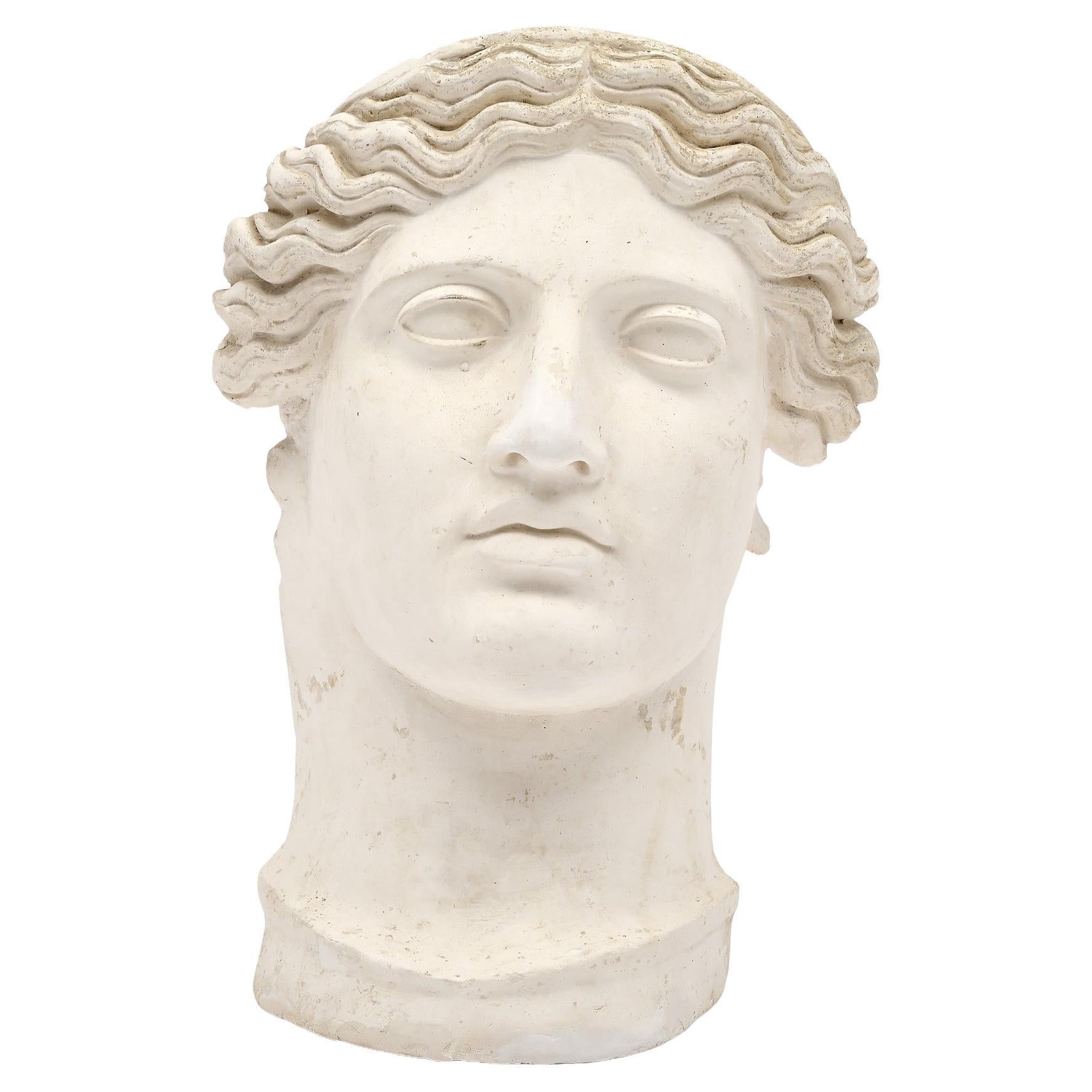 Art Deco Bust of Diana, Plaster Sculpture, French, 1930, Vintage Decor