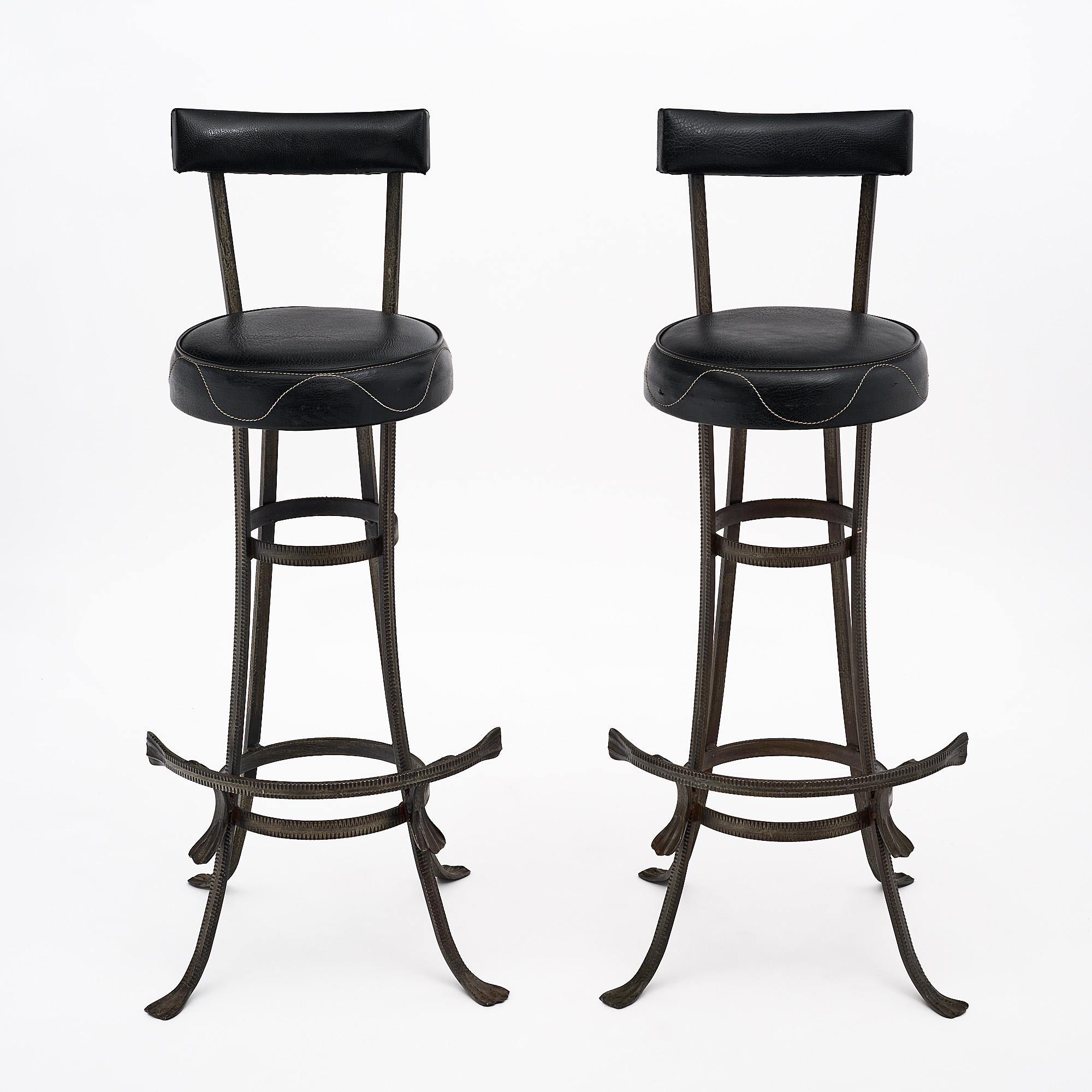 Forged French Art Deco Period Iron Bar and Stools
