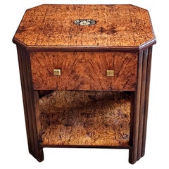 French Art Deco Period Jules Leleu Manner Burlwood Work Table