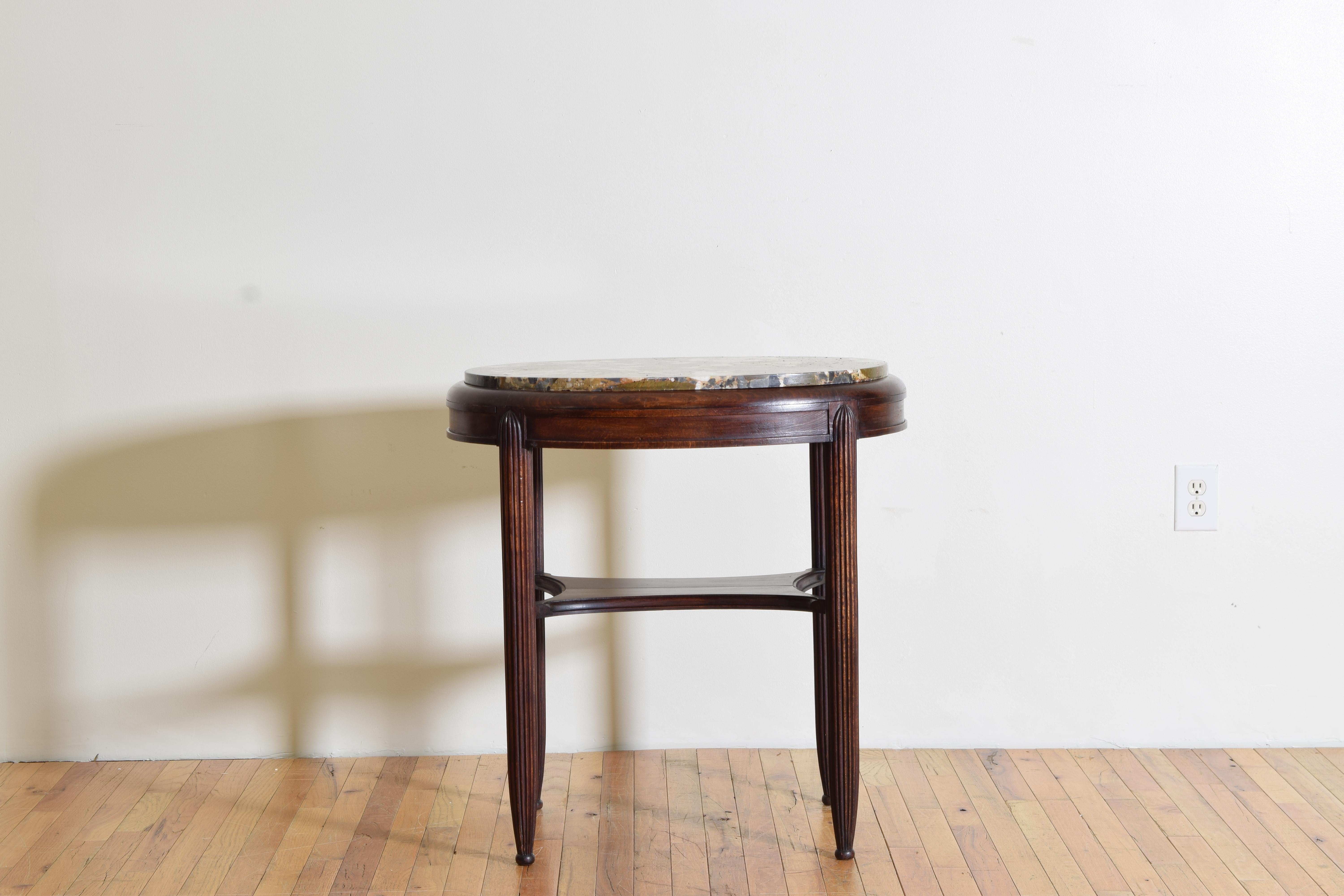 French Art Deco Period Mahogany and Marble-Top Table, circa 1920-1930 In Good Condition In Atlanta, GA