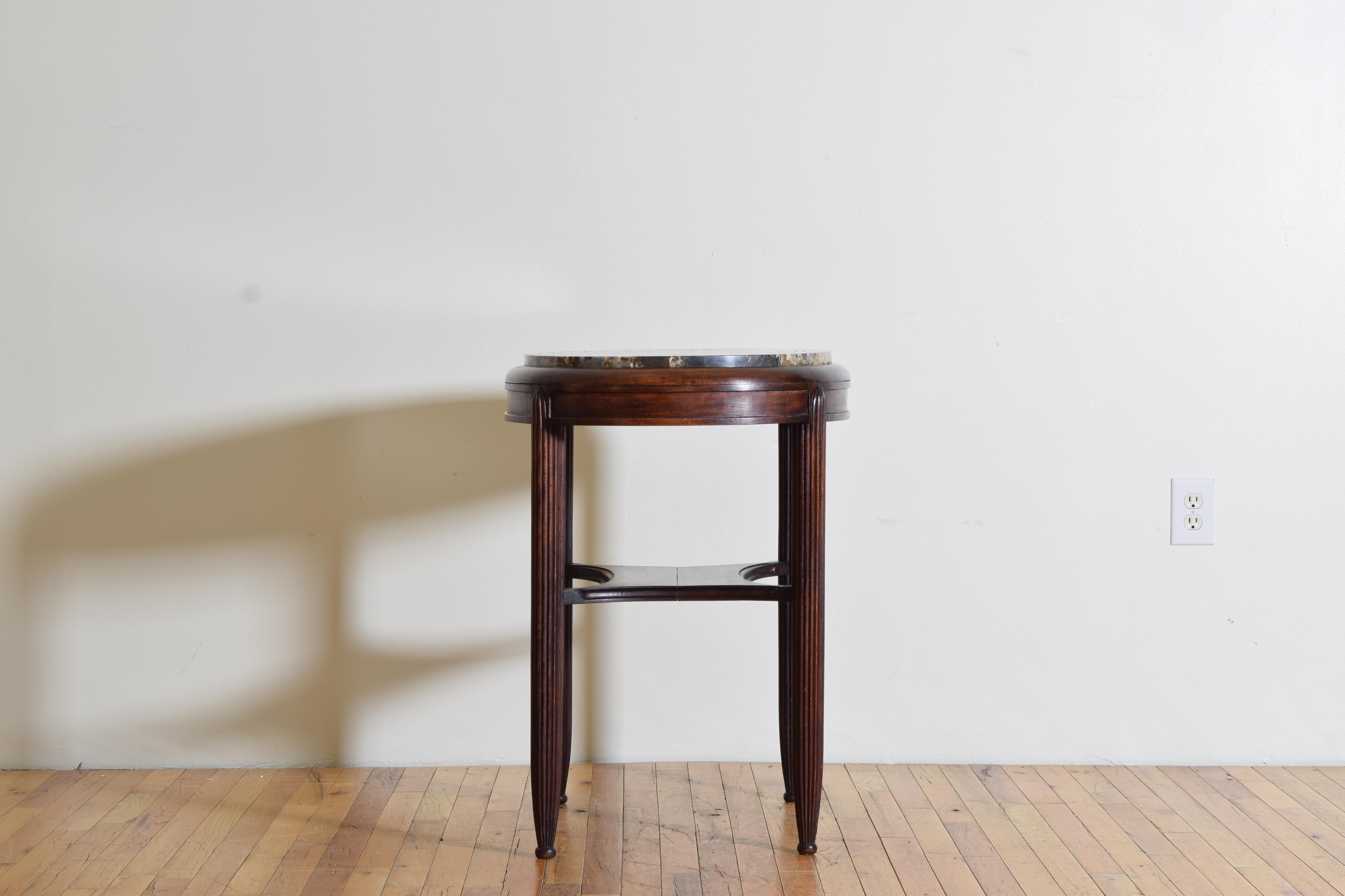 20th Century French Art Deco Period Mahogany and Marble-Top Table, circa 1920-1930 For Sale