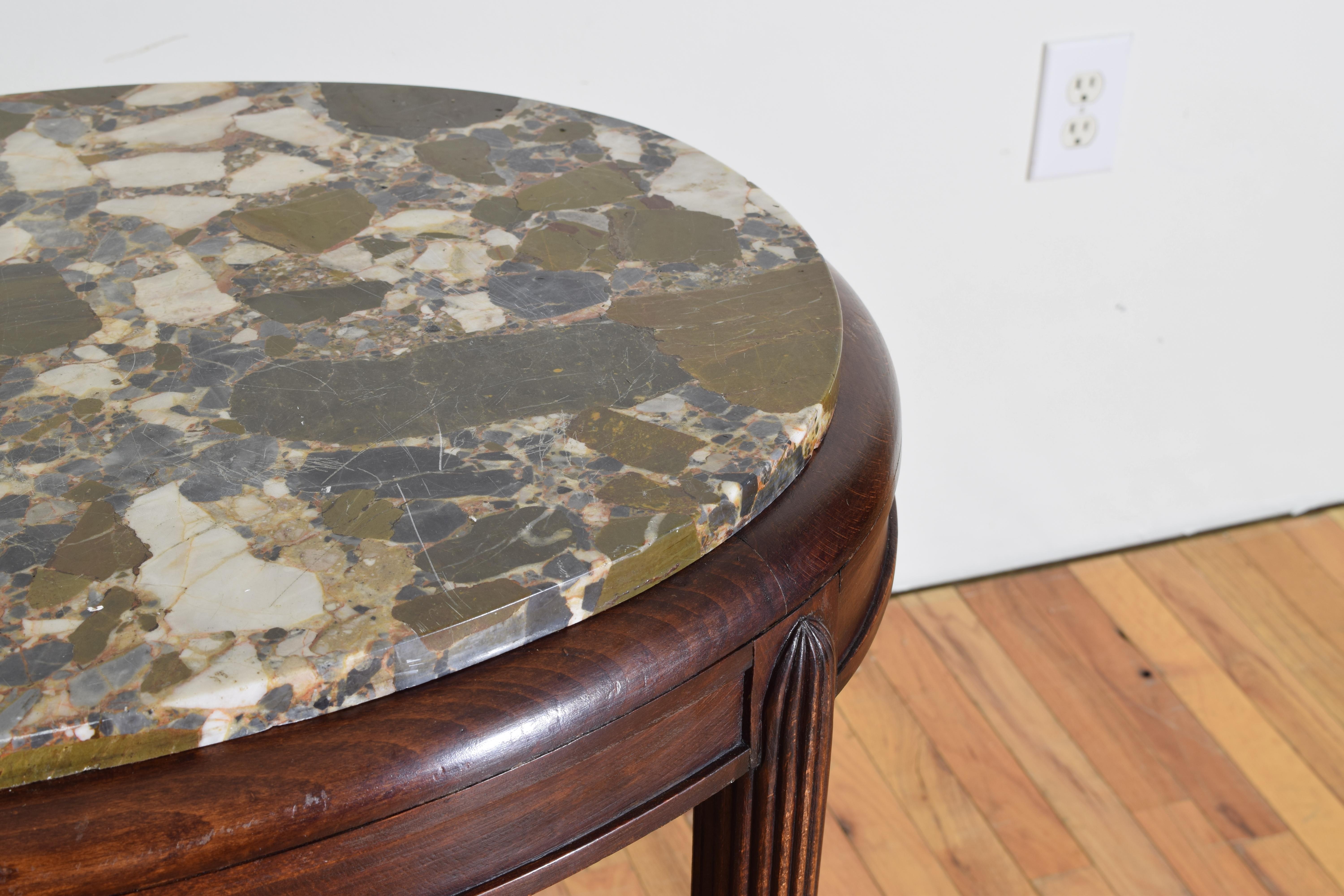 French Art Deco Period Mahogany and Marble-Top Table, circa 1920-1930 1