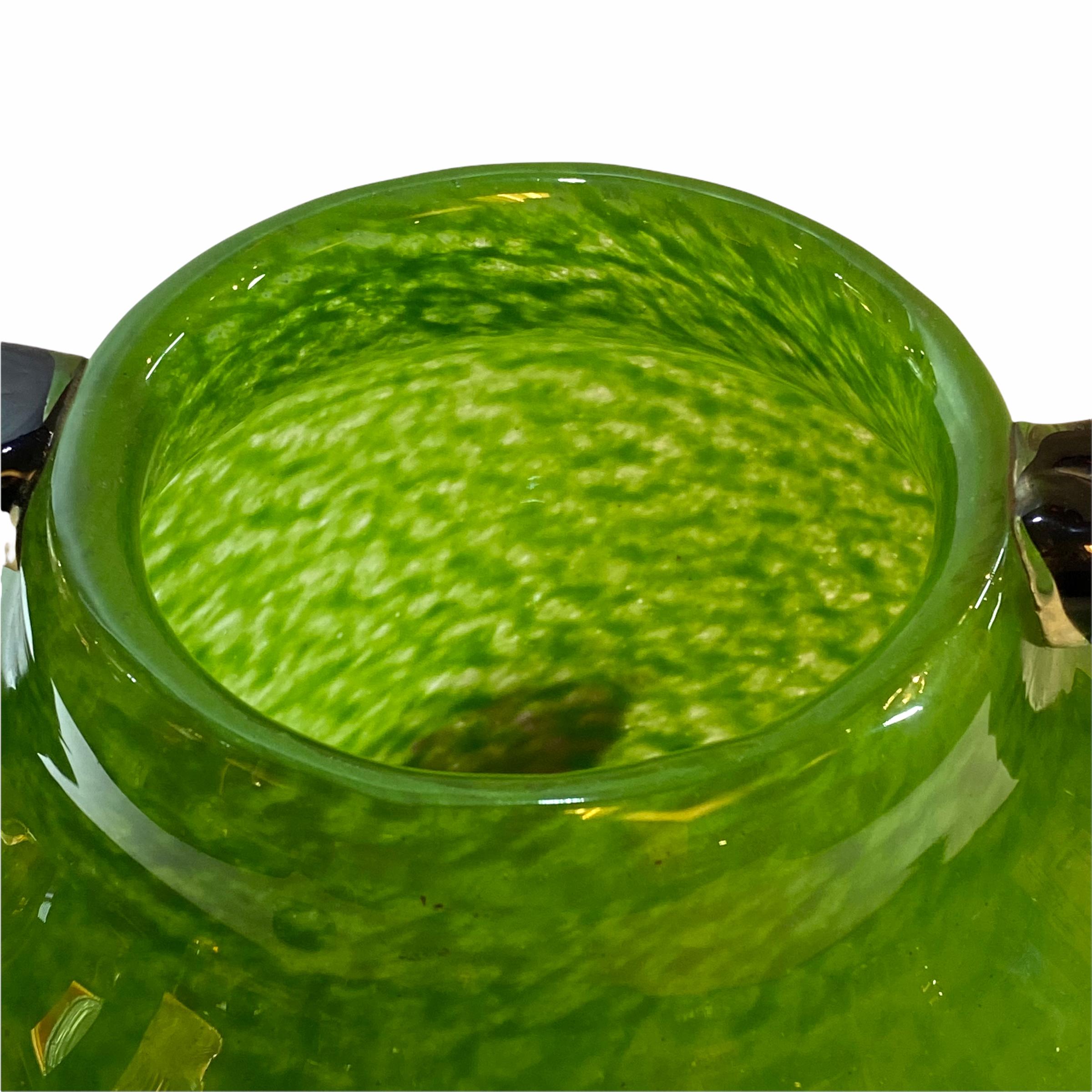 Degue French Art Deco Mottled Green Glass Vase 4