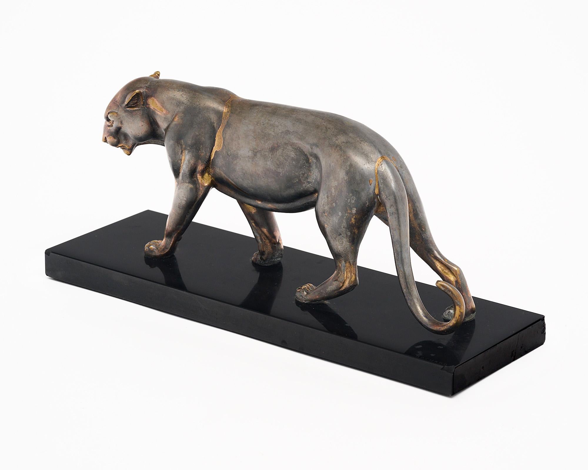 French Art Deco Period Panther Statue In Good Condition For Sale In Austin, TX