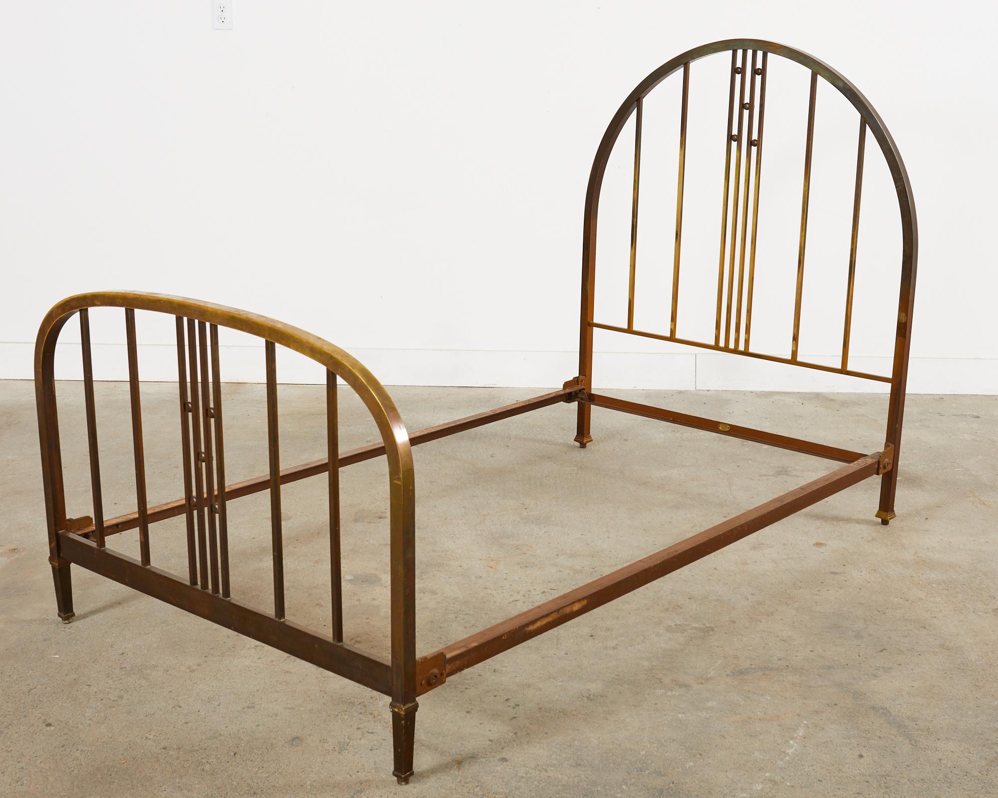 French Art Deco Period Patinated Brass Bed Frame For Sale 11