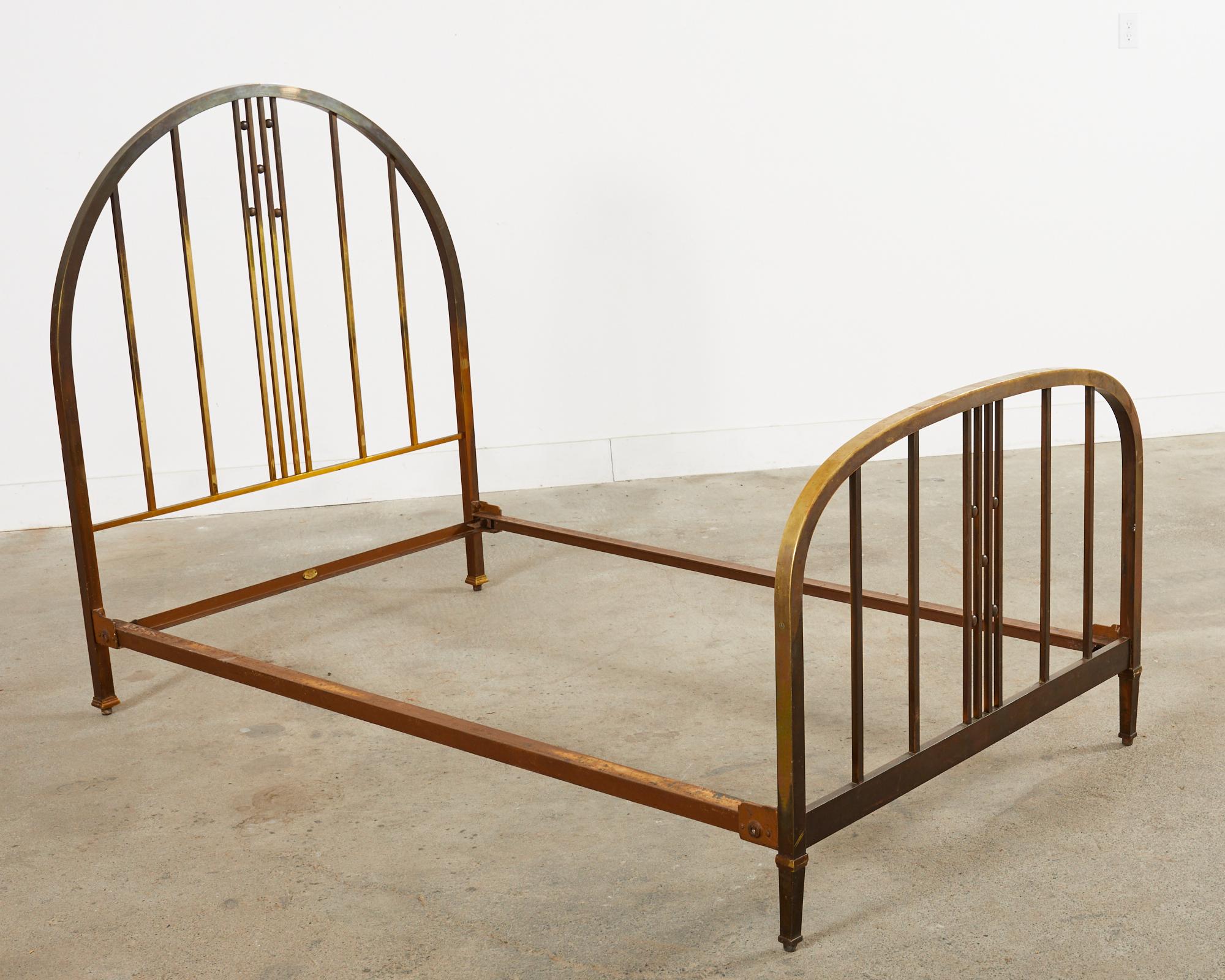 French Art Deco Period Patinated Brass Bed Frame For Sale 13