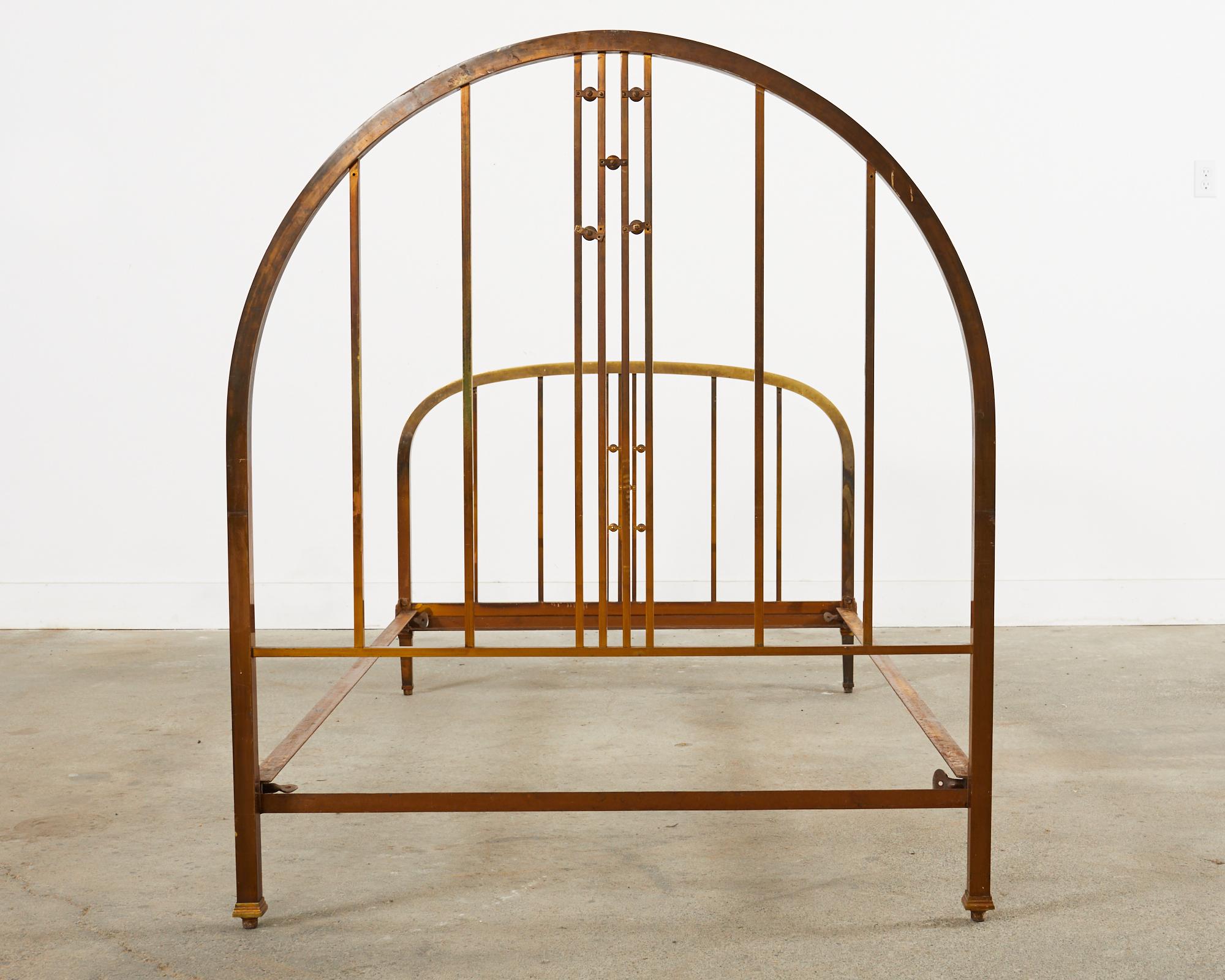 French Art Deco Period Patinated Brass Bed Frame For Sale 14