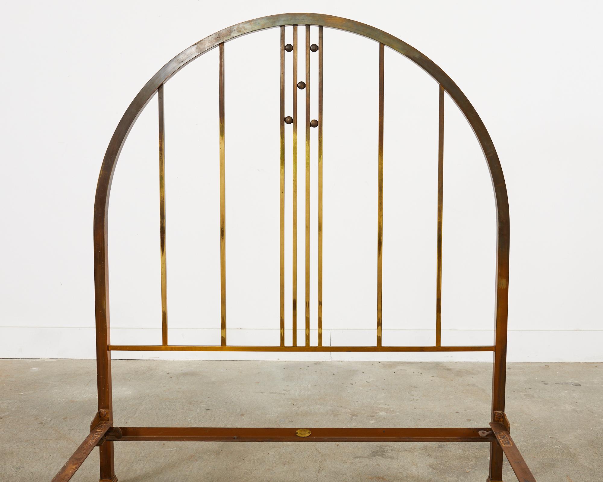 20th Century French Art Deco Period Patinated Brass Bed Frame For Sale