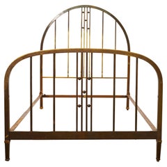 Used French Art Deco Period Patinated Brass Bed Frame