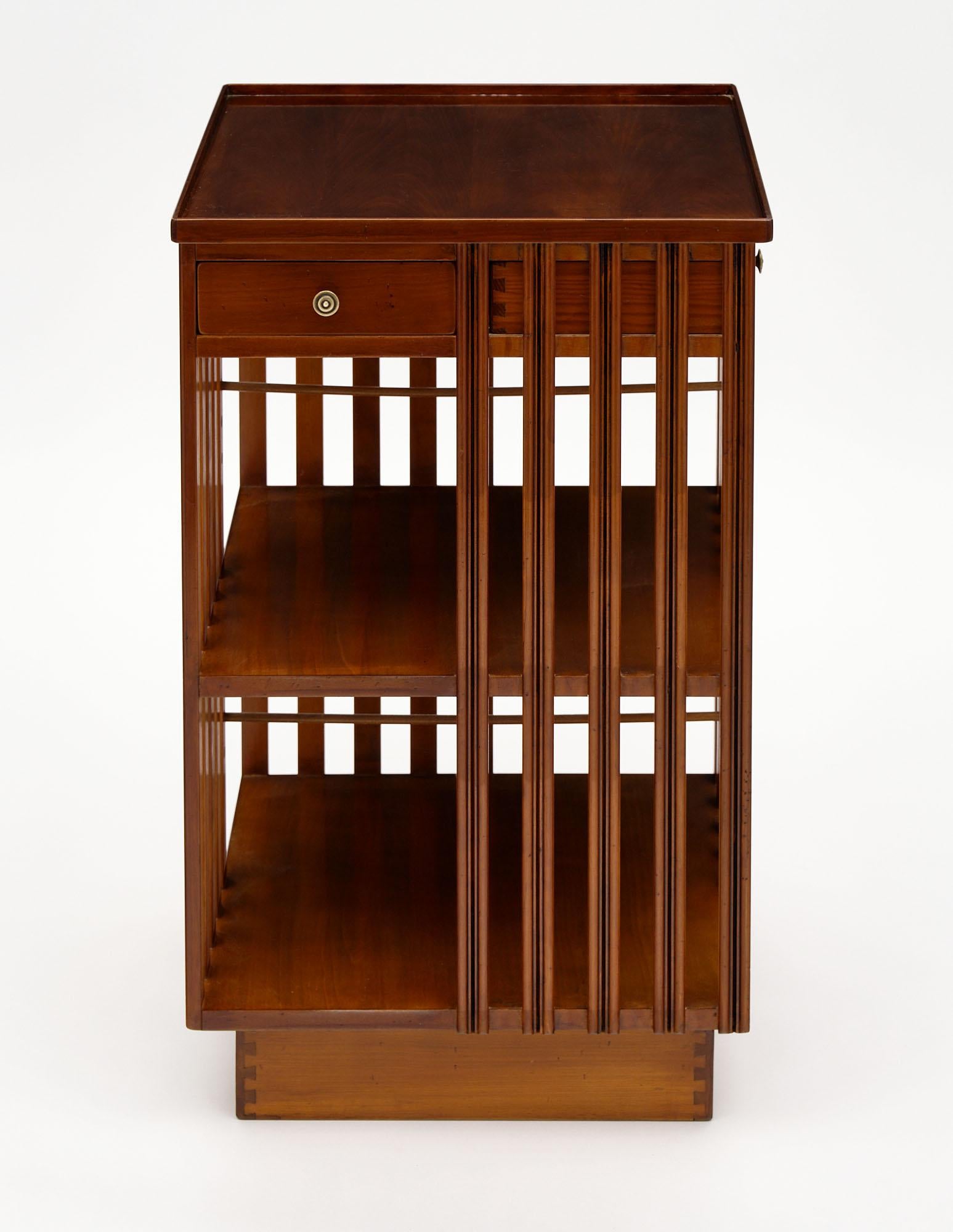 Walnut French Art Deco Period Revolving Bookcase