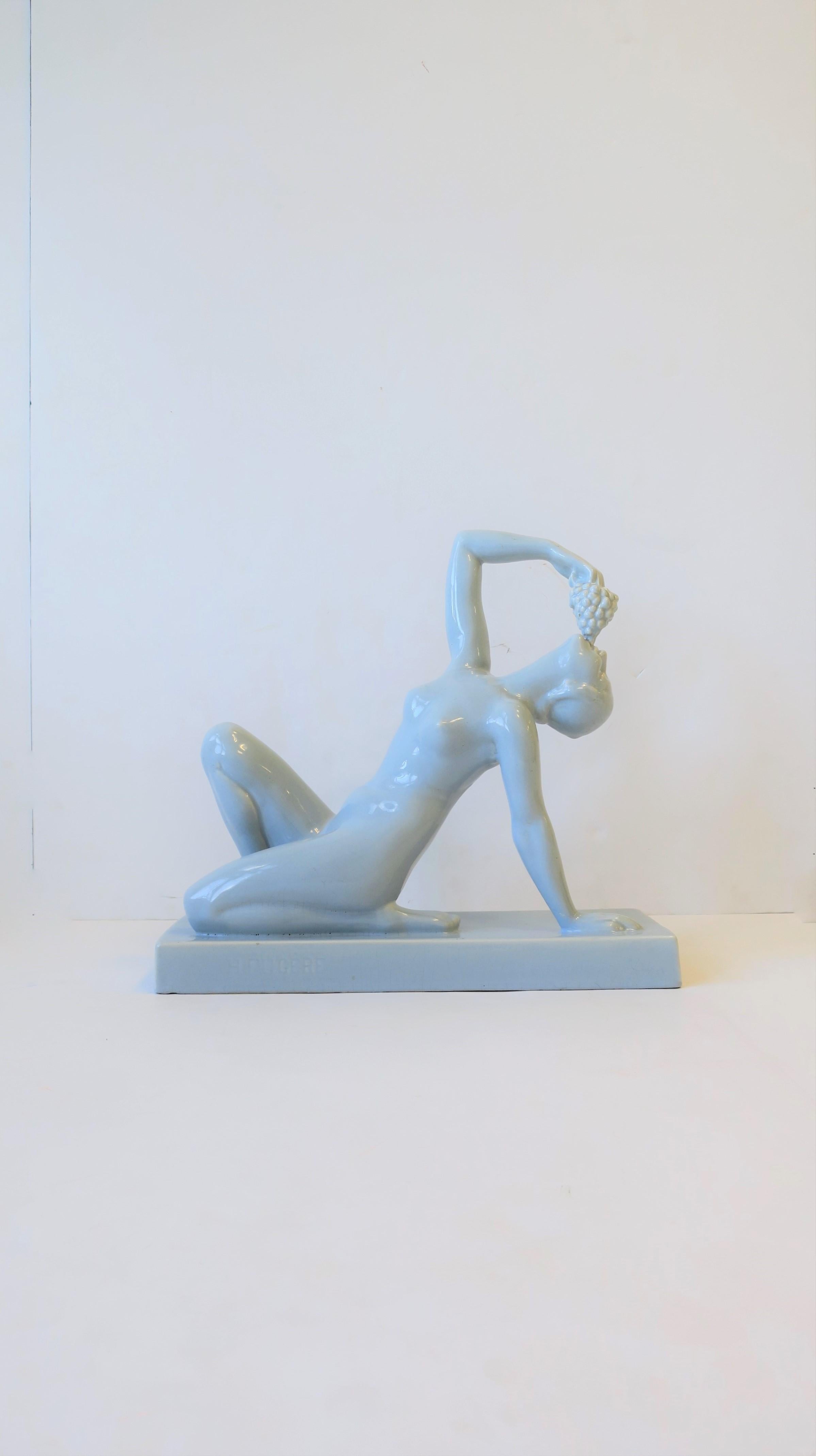 A beautiful, relatively large, French Art Deco female nude sculpture piece by French sculptor, Henri Fugere, circa early 20th century, France. With sculptors mark as show in image #9. A very beautiful, detailed, statement piece of a female nude