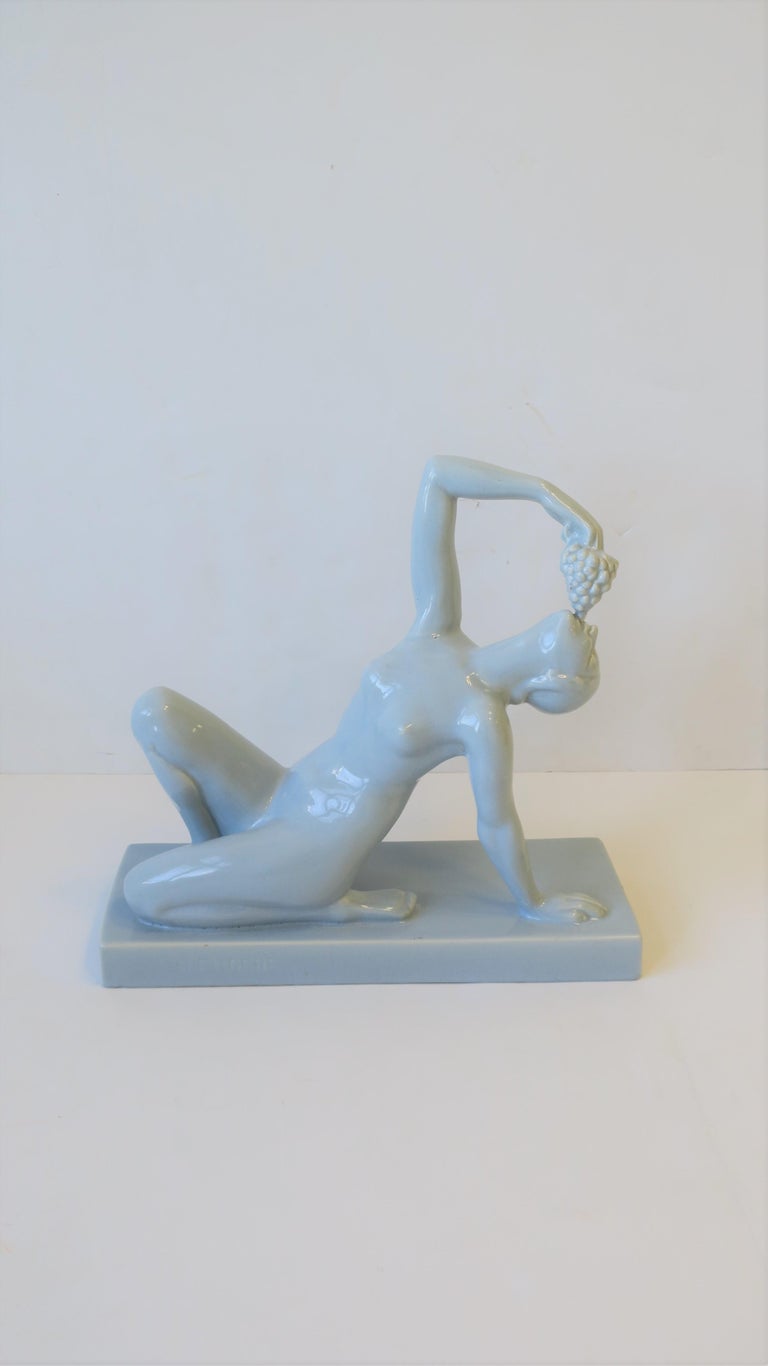 Glazed French Art Deco Period Sculpture by Sculptor Hernri Fugere For Sale