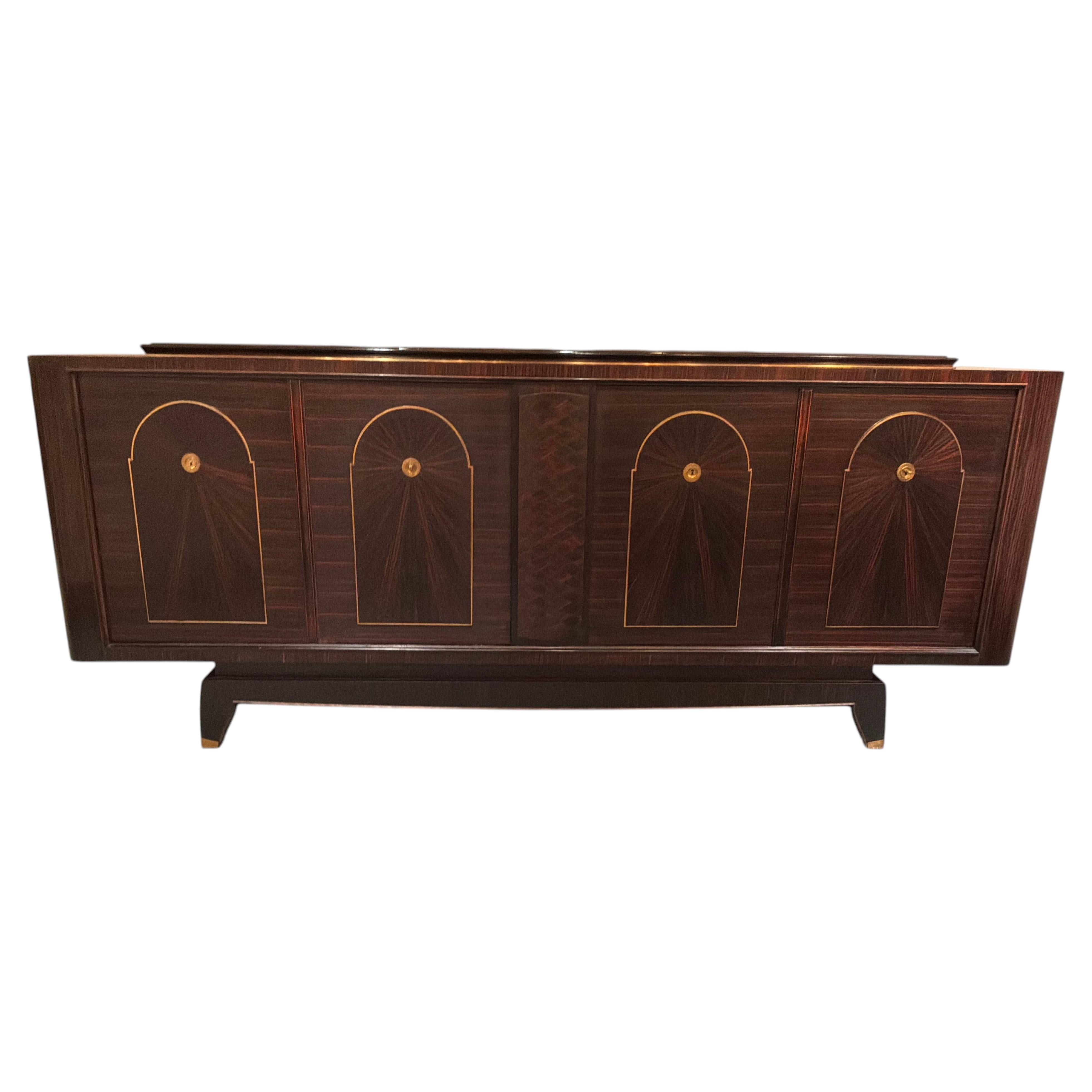 French art deco period sideboard by Andre Boyer matched ebony walnut veneer